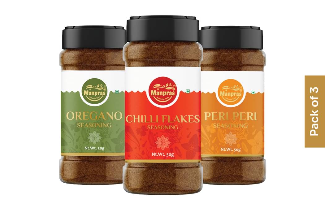 MANPRAS Seasoning Combo PERI PERI + OREGANO + CHILLY FLAKES 50Gms Each. 150 gm MANPRAS Seasoning Combo PERI PERI + OREGANO + CHILLY FLAKES 50Gms Each. 150 gm