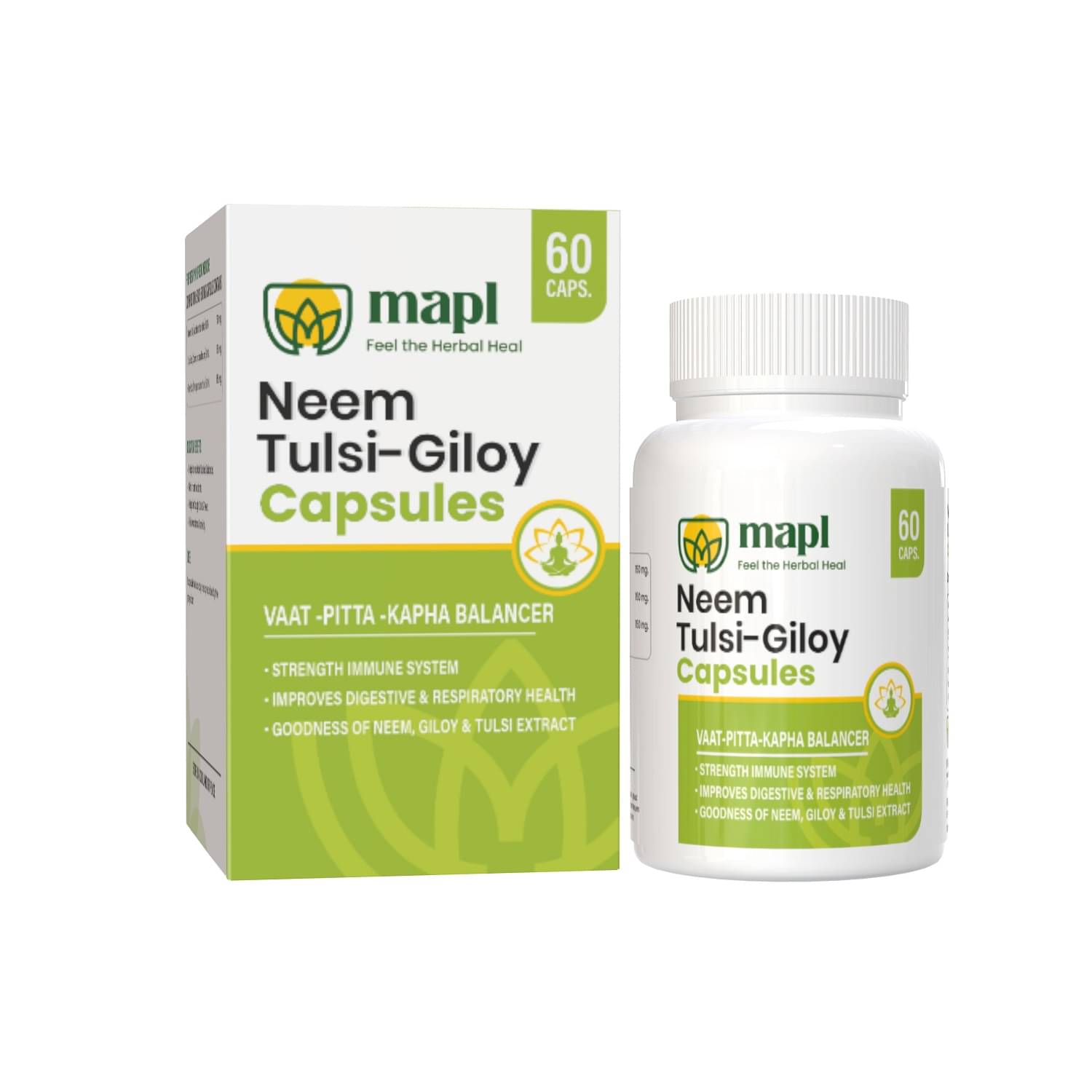 Mapl Neem Giloy Tulsi Capsule For Vaat Pitta Kpaha Balance & Immuity 60 No.s Mapl Neem Giloy Tulsi Capsule For Vaat Pitta Kpaha Balance & Immuity 60 No.s