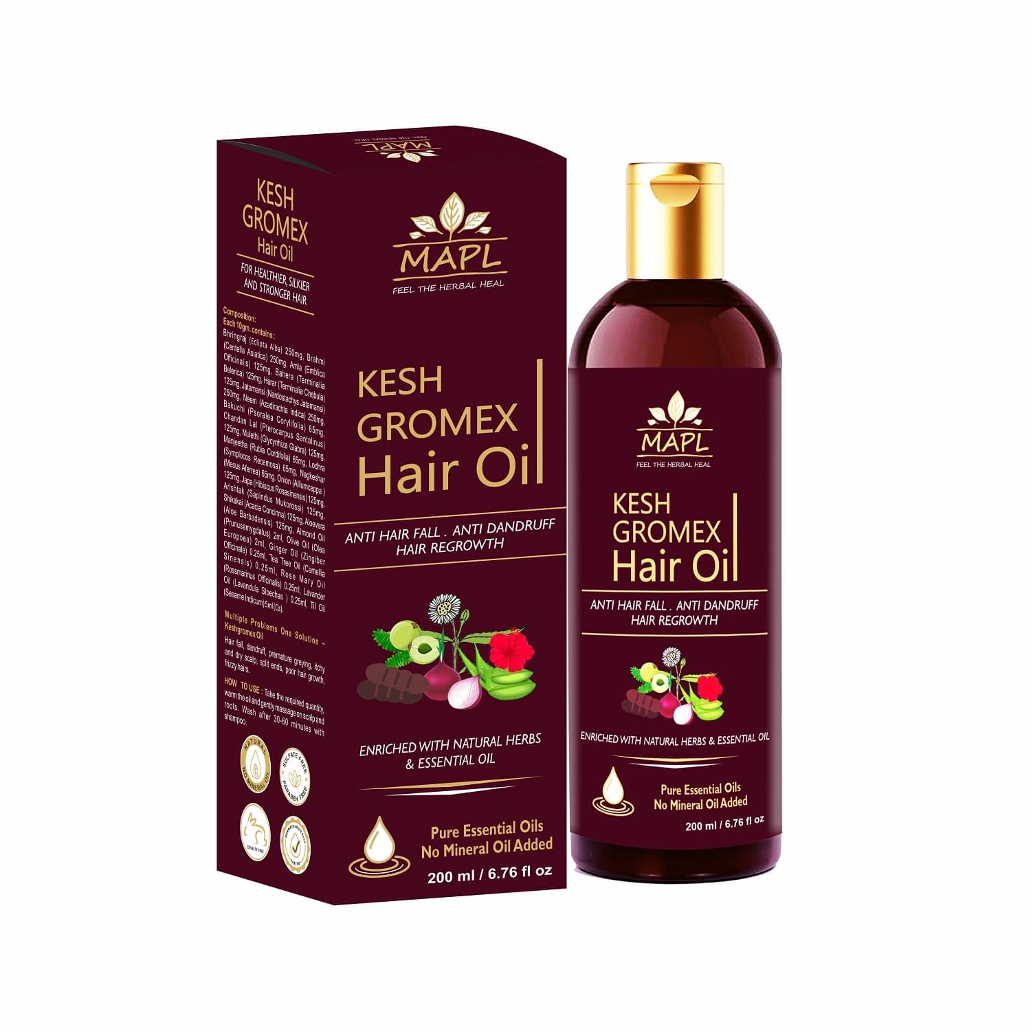MAPL Keshgrowmex Oil , Ayurvedic Hair Growth Oil , Hair fall control , Healthy and strong hairs- 200ml MAPL Keshgrowmex Oil , Ayurvedic Hair Growth Oil , Hair fall control , Healthy and strong hairs- 200ml