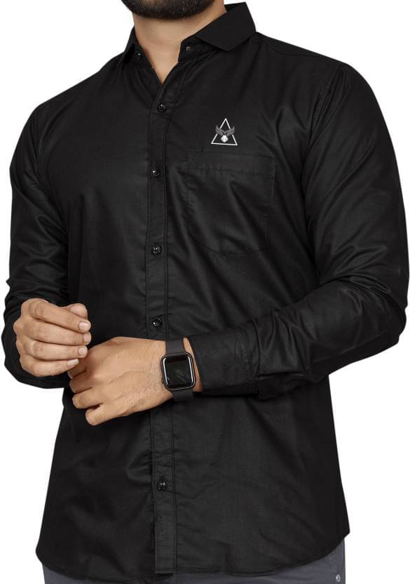     			MARQVIK Cotton Blend Regular Fit Solids Full Sleeves Men's Casual Shirt - Black ( Pack of 1 )