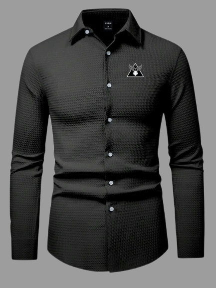 MARQVIK Cotton Blend Regular Fit Self Design Full Sleeves Men's Casual Shirt - Black ( Pack of 1 )     			MARQVIK Cotton Blend Regular Fit Self Design Full Sleeves Men's Casual Shirt - Black ( Pack of 1 )
