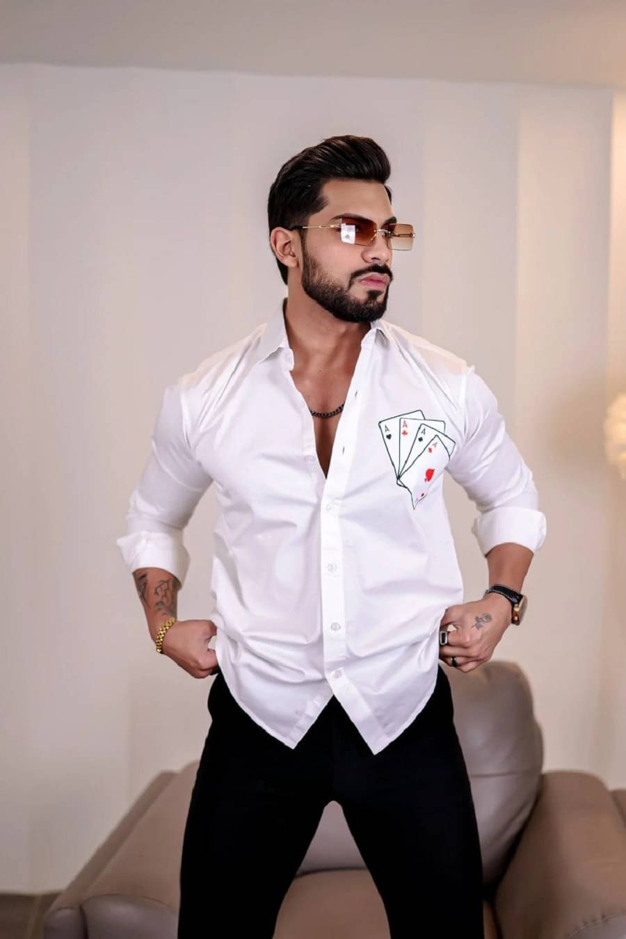     			MEMRO Cotton Blend Regular Fit Printed Full Sleeves Men's Casual Shirt - White ( Pack of 1 )