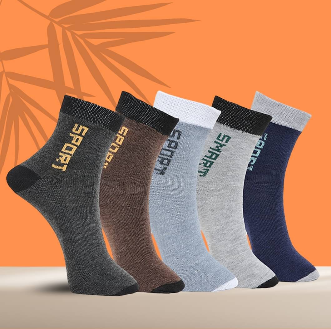 MJE Pack of 5 Men's Cotton Blend Ankle Length Socks ( Multicolor )     			MJE Pack of 5 Men's Cotton Blend Ankle Length Socks ( Multicolor )