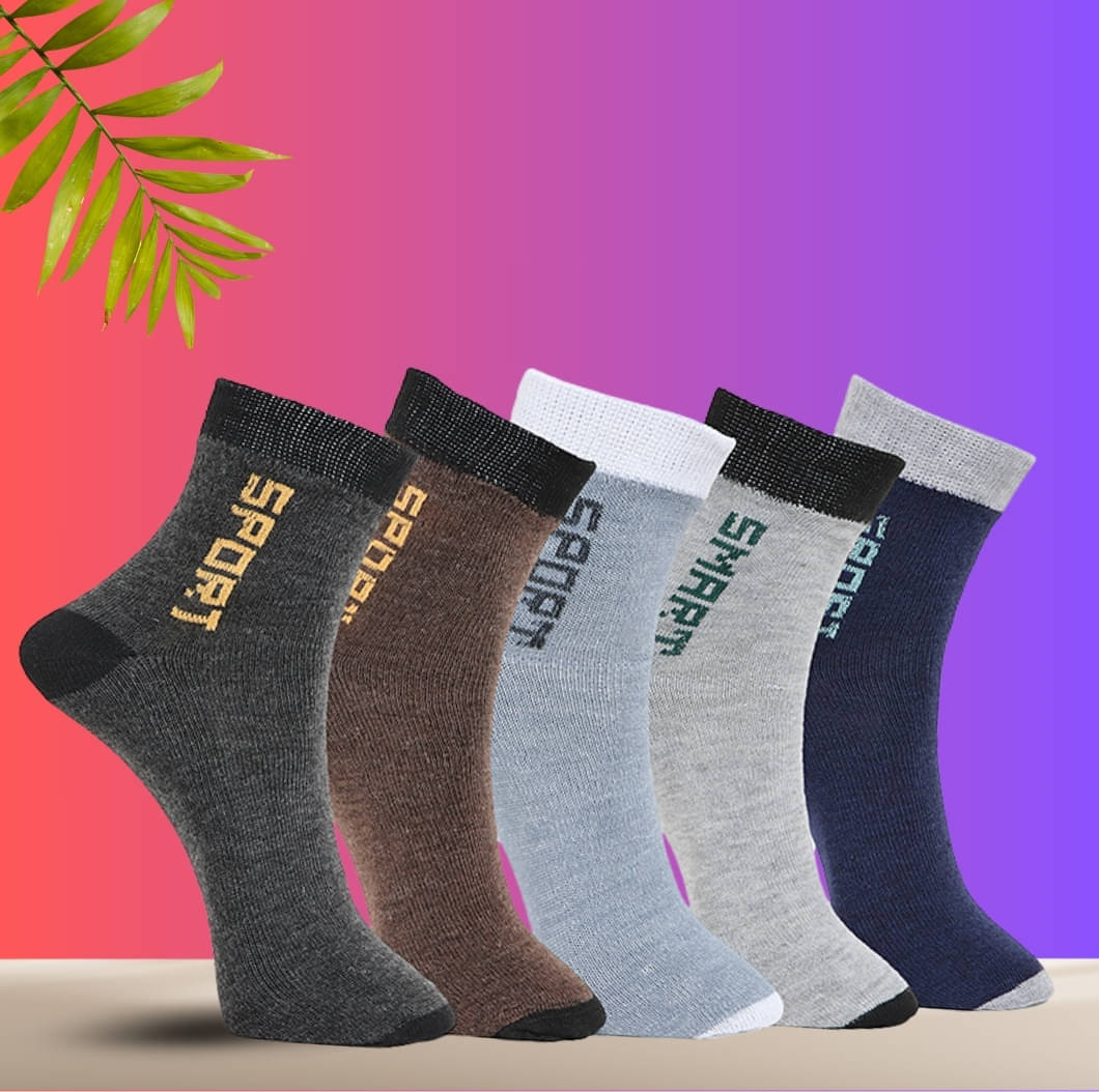 MJE Pack of 5 Men's Cotton Blend Ankle Length Socks ( Multicolor )     			MJE Pack of 5 Men's Cotton Blend Ankle Length Socks ( Multicolor )