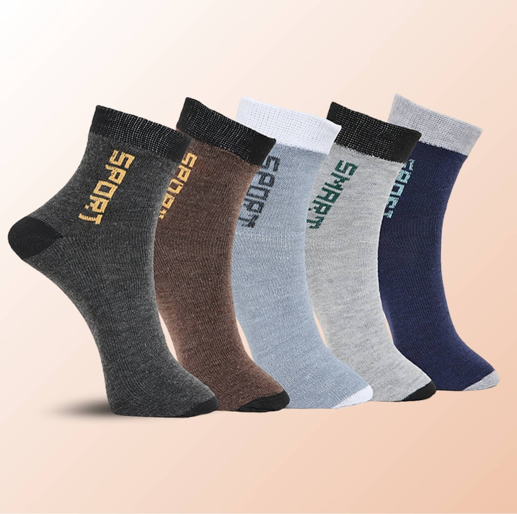 MJE Pack of 5 Men's Cotton Blend Ankle Length Socks ( Multicolor )     			MJE Pack of 5 Men's Cotton Blend Ankle Length Socks ( Multicolor )