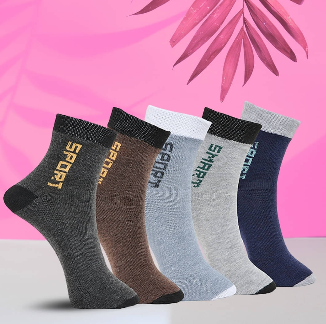     			MJE Pack of 5 Men's Cotton Blend Ankle Length Socks ( Multicolor )