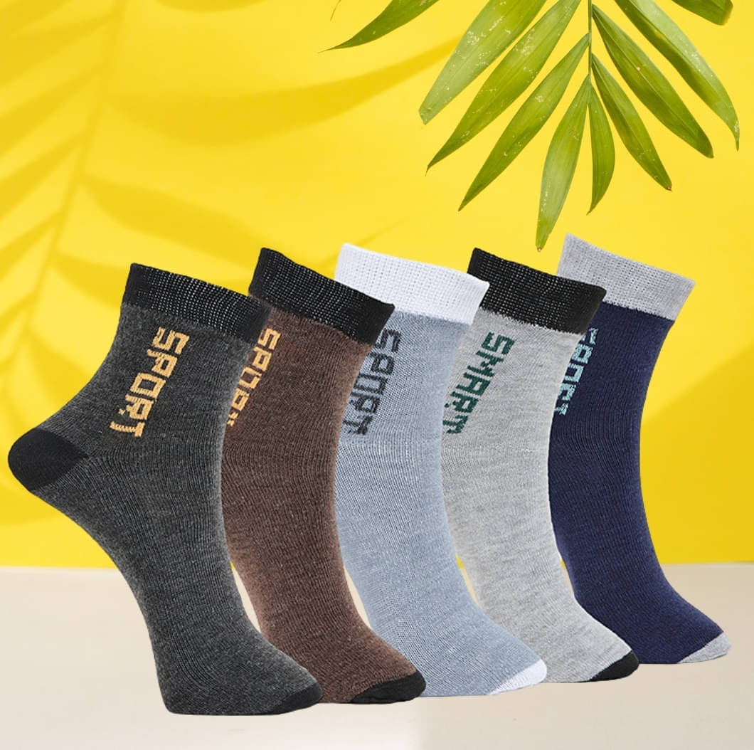 MJE Pack of 5 Men's Cotton Blend Ankle Length Socks ( Multicolor )     			MJE Pack of 5 Men's Cotton Blend Ankle Length Socks ( Multicolor )