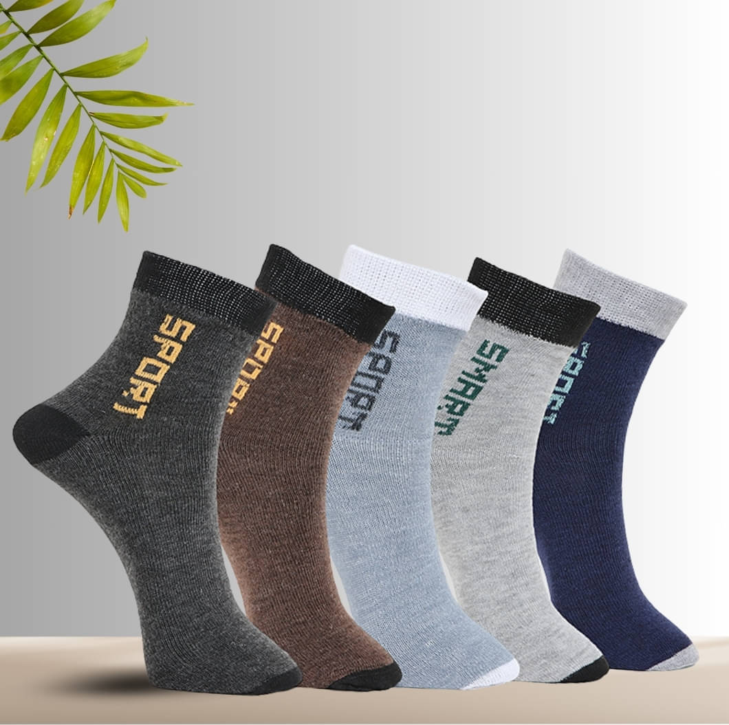 MJE Pack of 5 Men's Cotton Blend Ankle Length Socks ( Multicolor )     			MJE Pack of 5 Men's Cotton Blend Ankle Length Socks ( Multicolor )