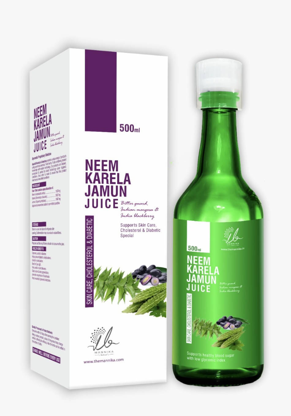 Mannika Naturals Neem Karela Jamun Juice 500ml (Pack of 1) Mannika Naturals Neem Karela Jamun Juice 500ml (Pack of 1)