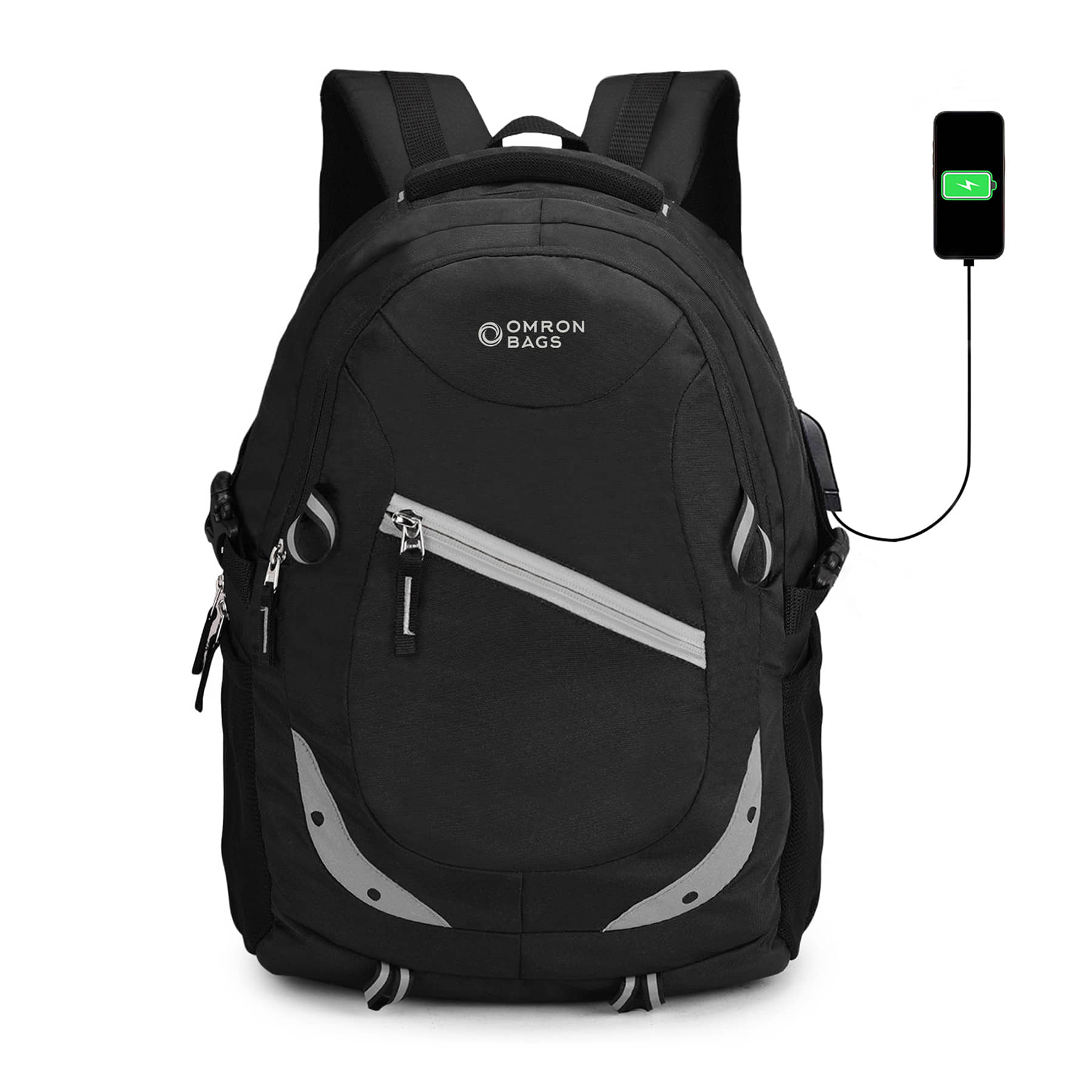 OMRON BAGS 35 Ltrs Polyester Backpack With Raincover *For Men & Women ( Black ) - Handbags | Buy online on ZillyBuy