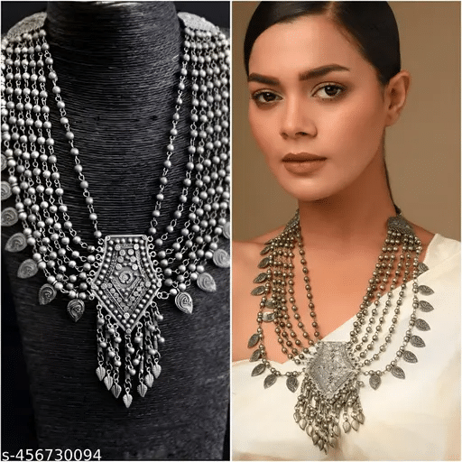     			Opus Gems Silver Alloy Necklace Set ( Pack of 1 )