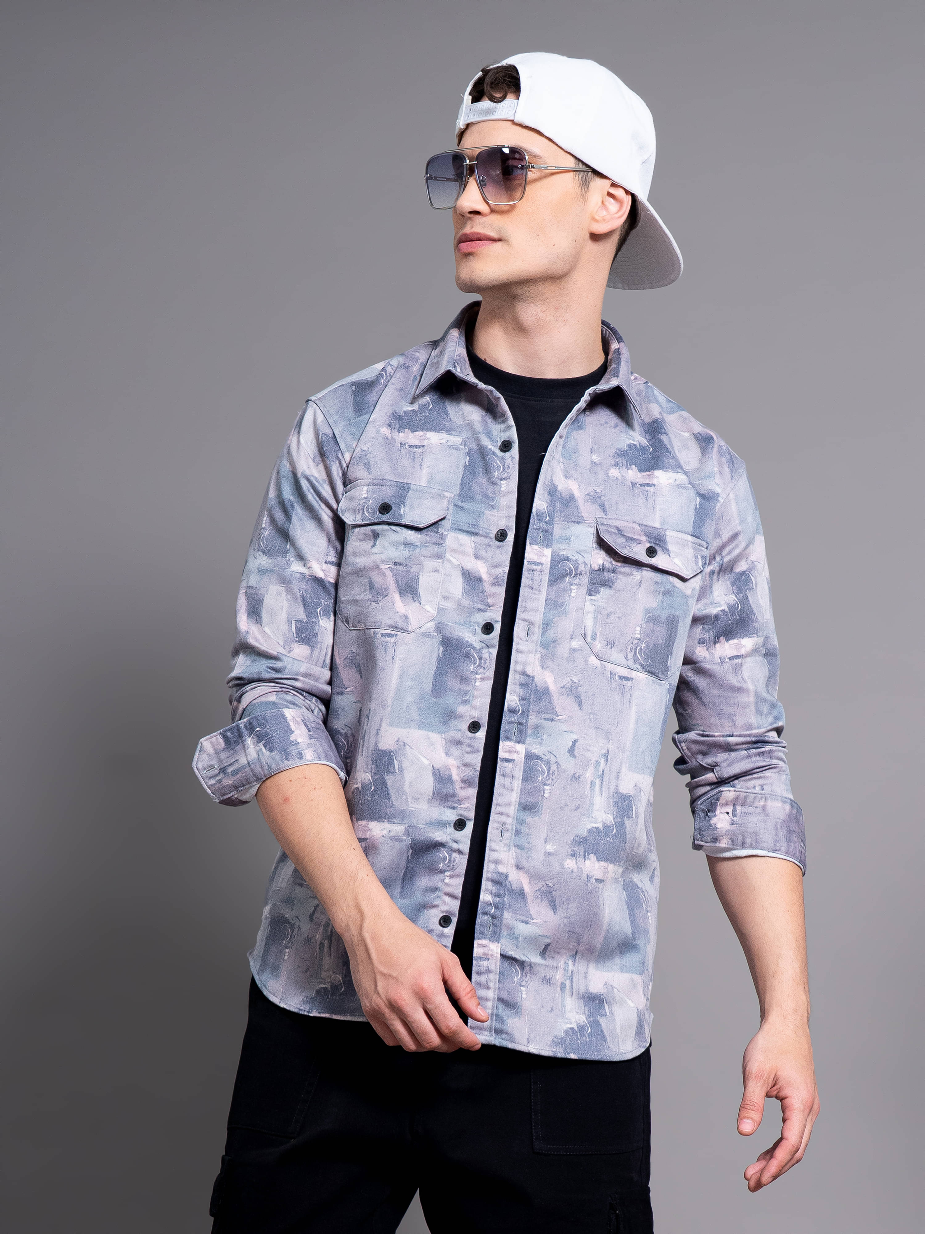     			Paul Street Cotton Blend Slim Fit Printed Full Sleeves Men's Casual Shirt - Blue ( Pack of 1 )