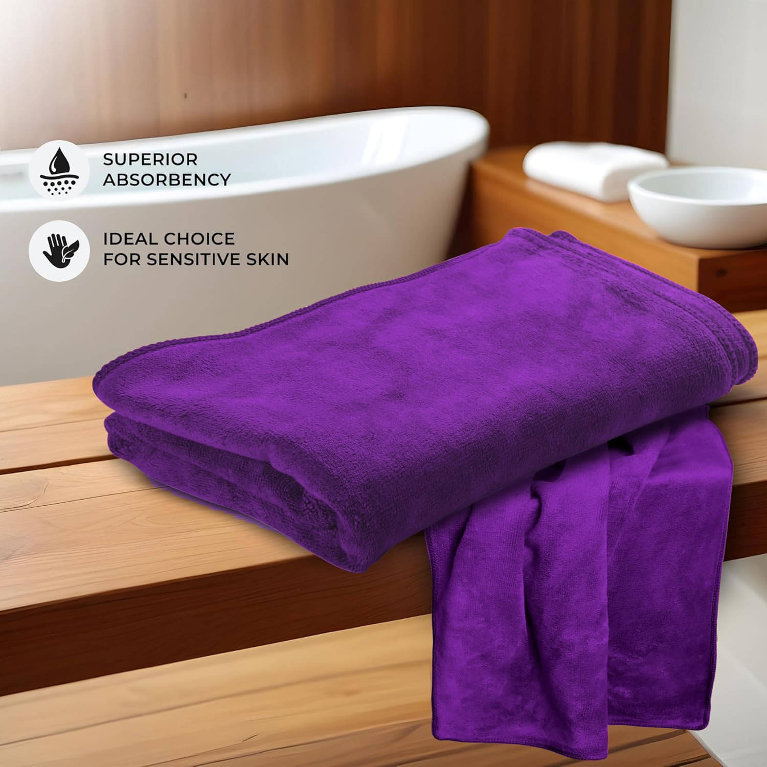     			Piera Pack of 1 Microfibre 500 -GSM Bath Towel ( Purple )
