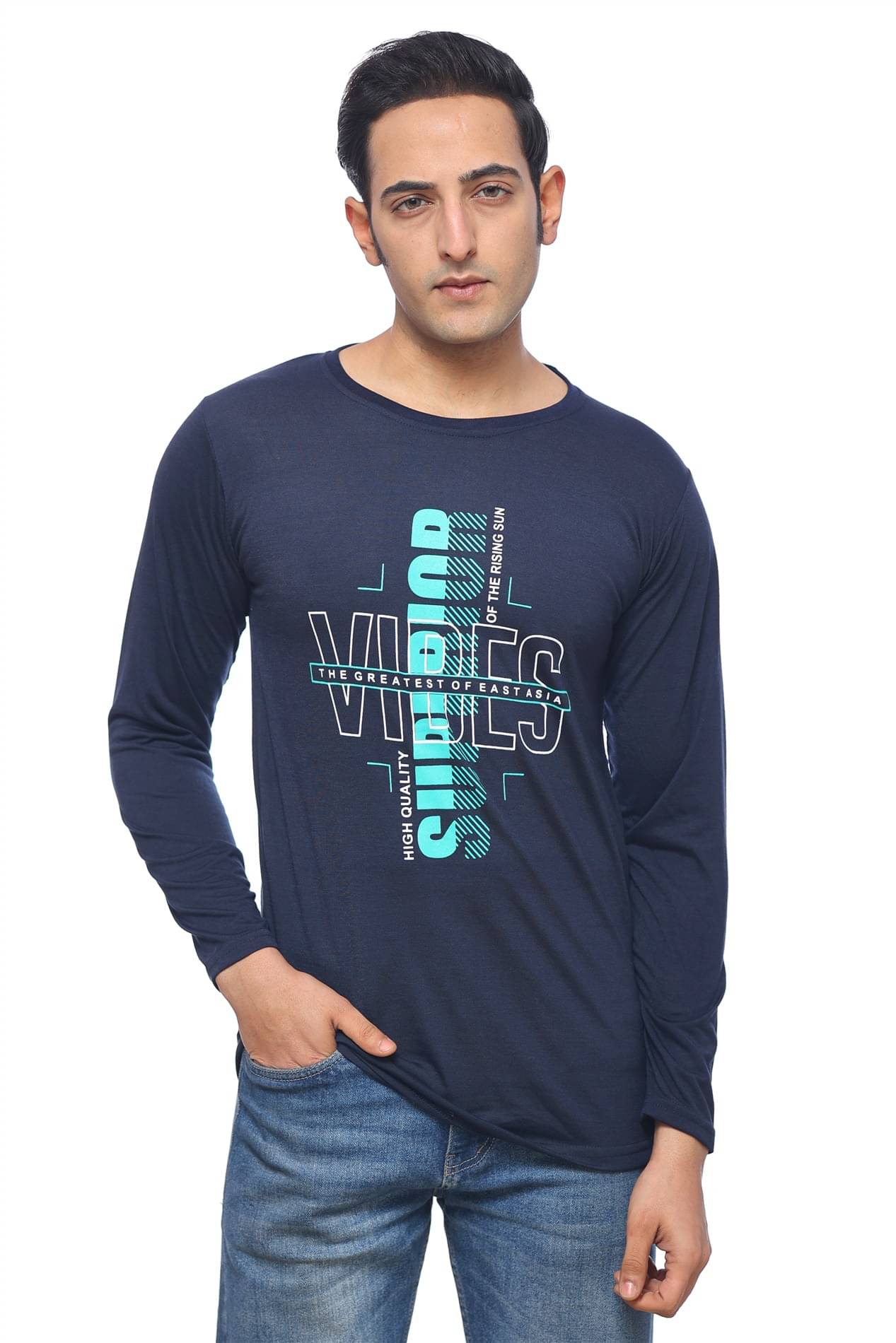 SKYBEN Men Cotton Blend Regular Fit Printed T-Shirt ( Navy ) SKYBEN Men Cotton Blend Regular Fit Printed T-Shirt ( Navy )