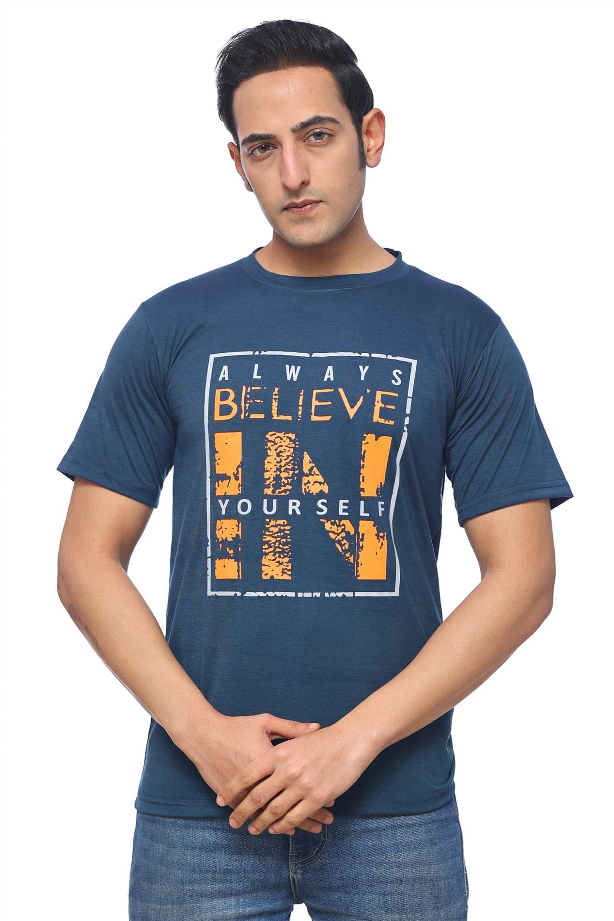     			SKYBEN Men Cotton Blend Regular Fit Printed T-Shirt ( Turquoise )