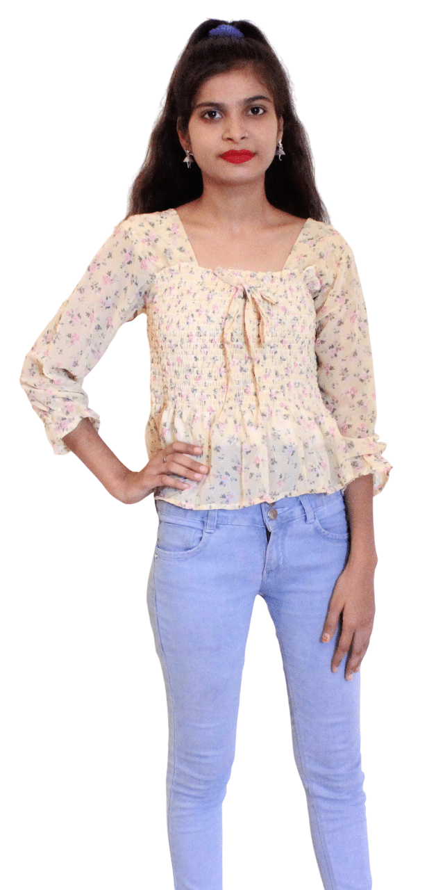 Shubh paridhaan Women's Georgette A-Line Top ( Yellow ) Shubh paridhaan Women's Georgette A-Line Top ( Yellow )