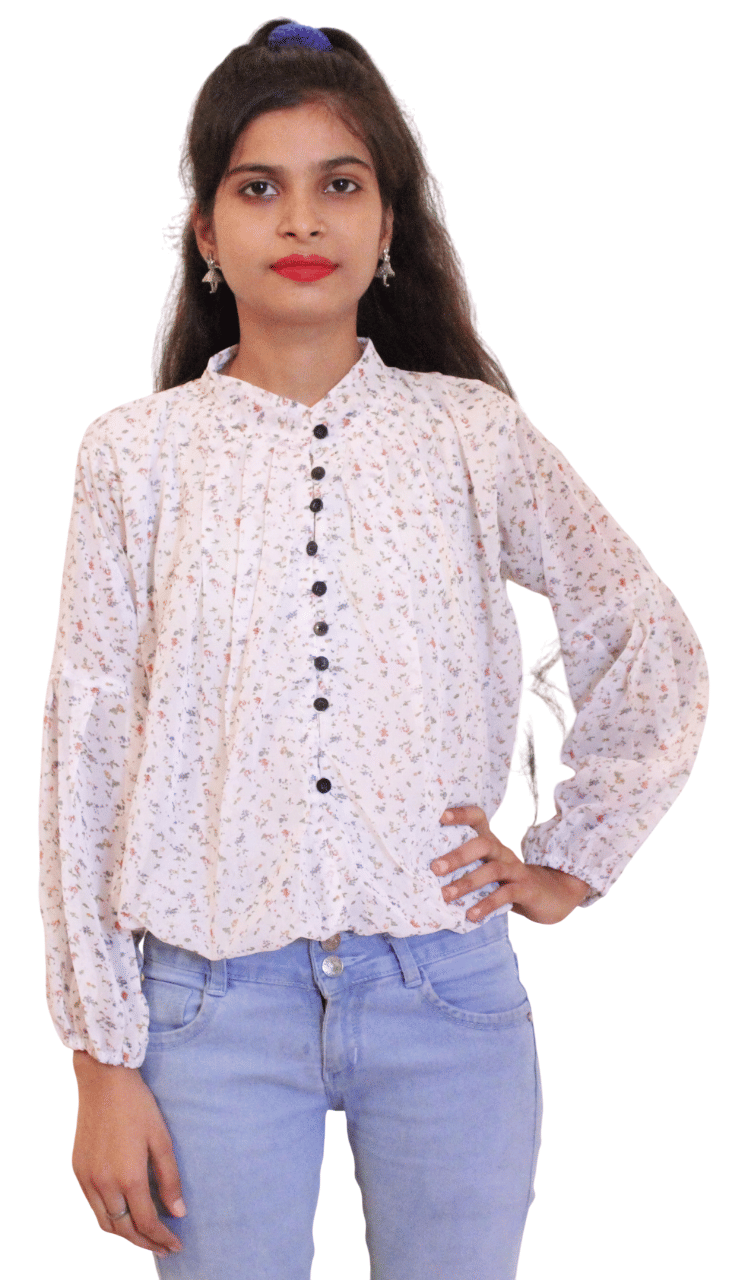     			Shubh paridhaan Women's Georgette Regular Top ( White )
