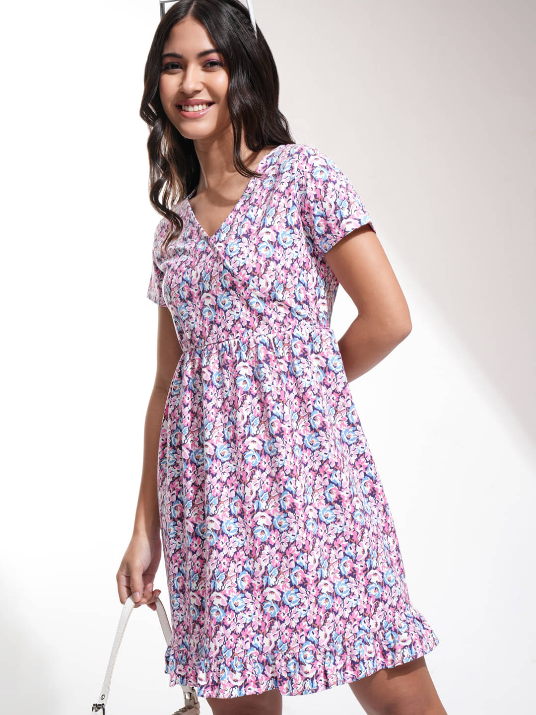     			Tokyo Talkies Women Cotton Blend Printed Fit & Flare Dress ( Multicolor )