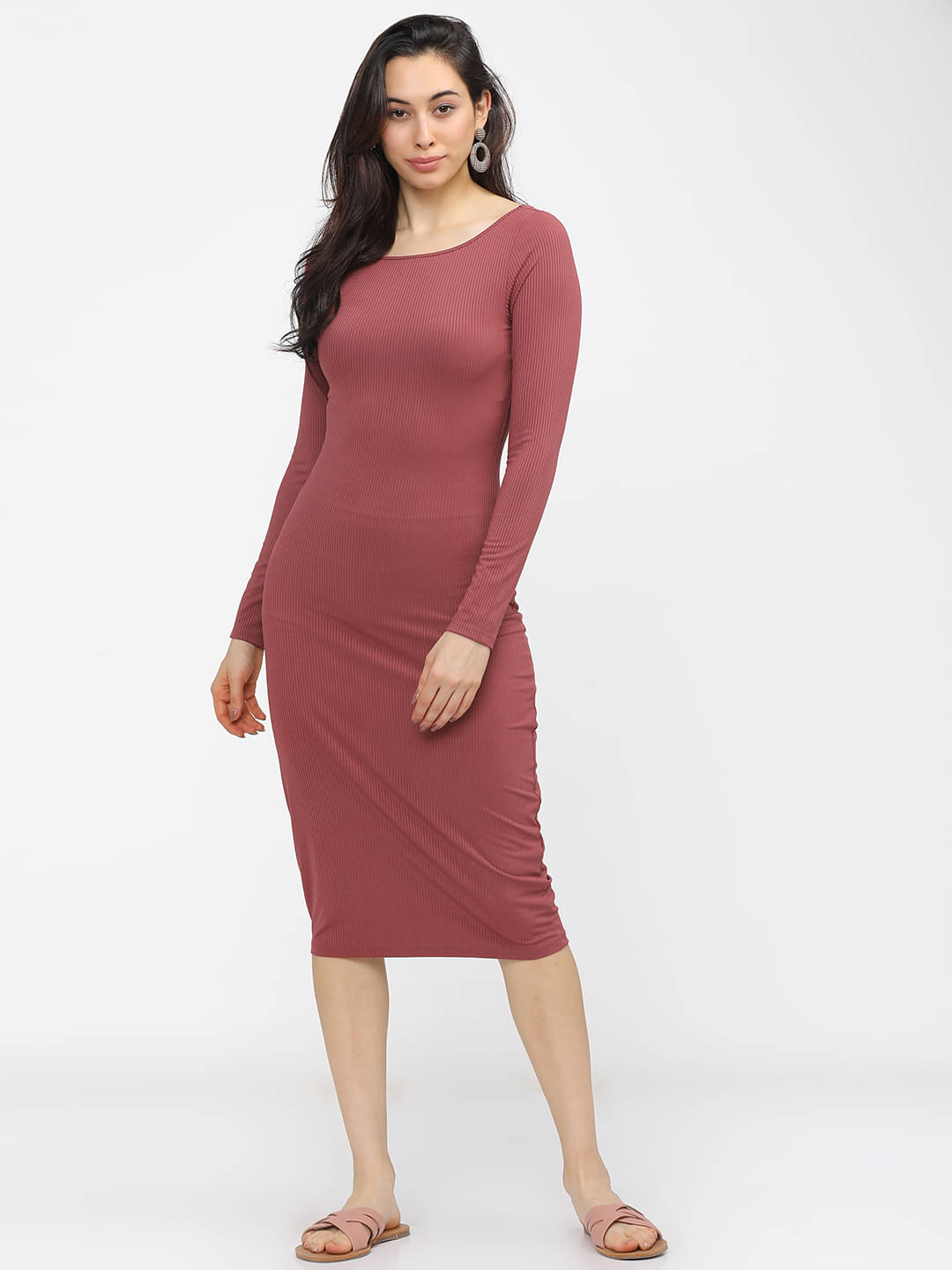     			Tokyo Talkies Women Polyester Blend Solid Bodycon Dress ( Pink )