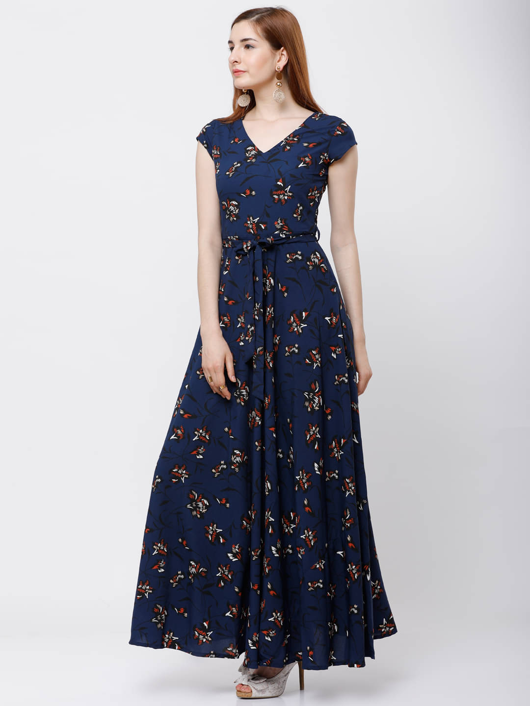     			Tokyo Talkies Women Polyester Printed Maxi ( Navy Blue )