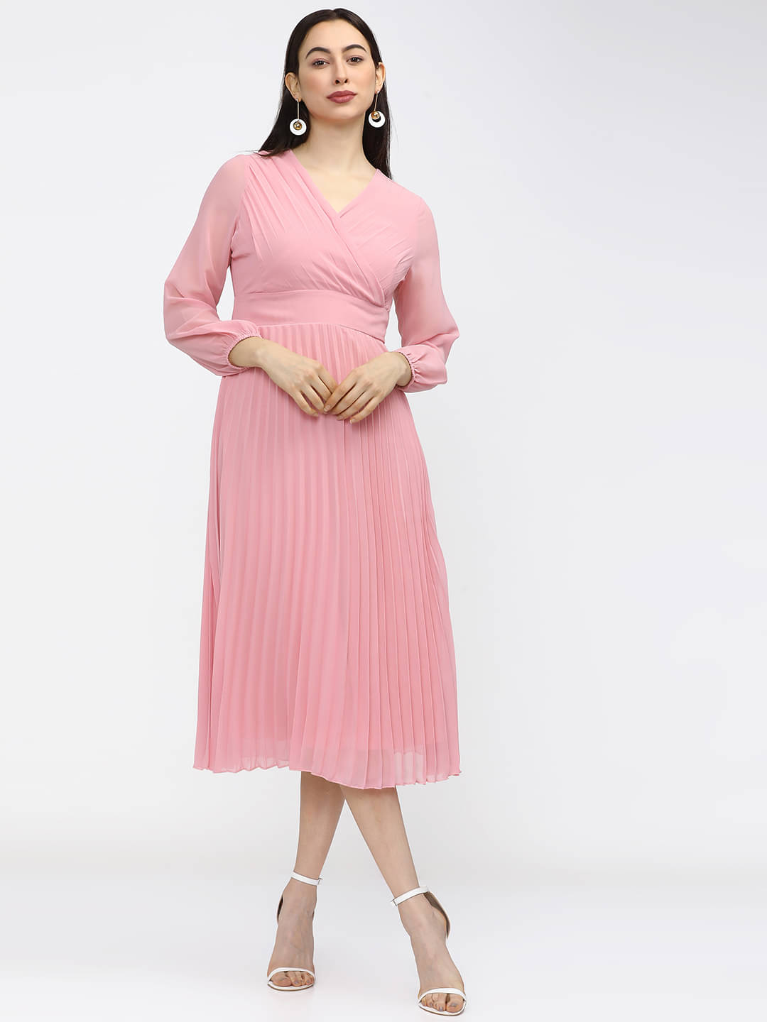     			Tokyo Talkies Women Polyester Solid A-line Dress ( Pink )