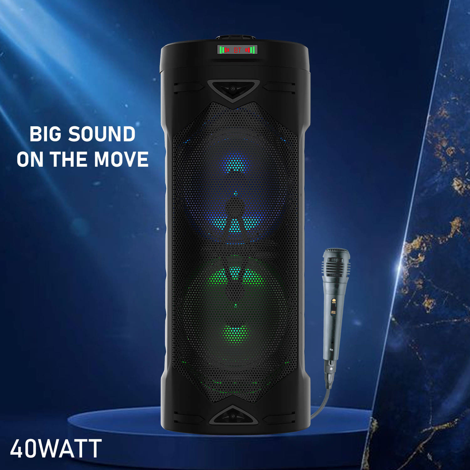     			V WORTEX SPACE 30 W Bluetooth Speaker Bluetooth v5.0 with USB,SD card Slot,Aux Playback Time 5 hrs Black