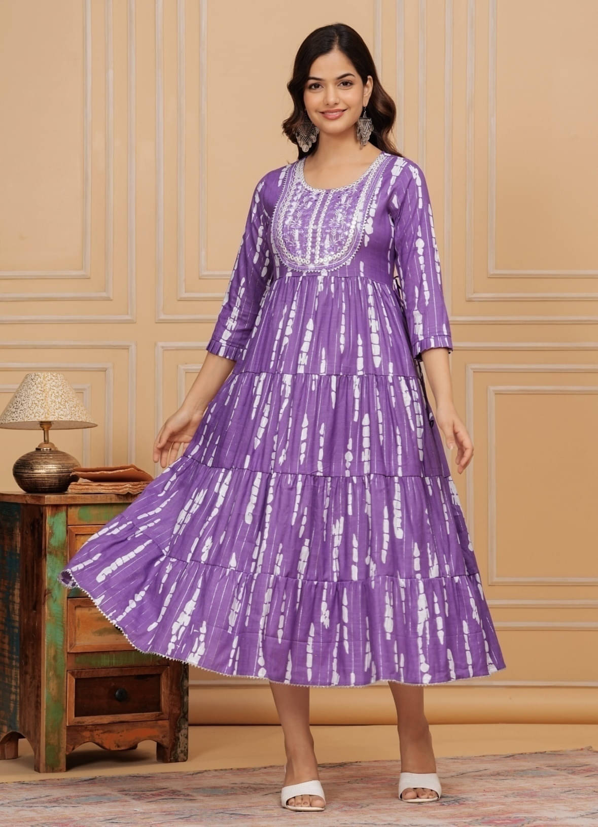 VKASHFAB Women's Rayon Printed Anarkali Kurti - ( Purple ) VKASHFAB Women's Rayon Printed Anarkali Kurti - ( Purple )