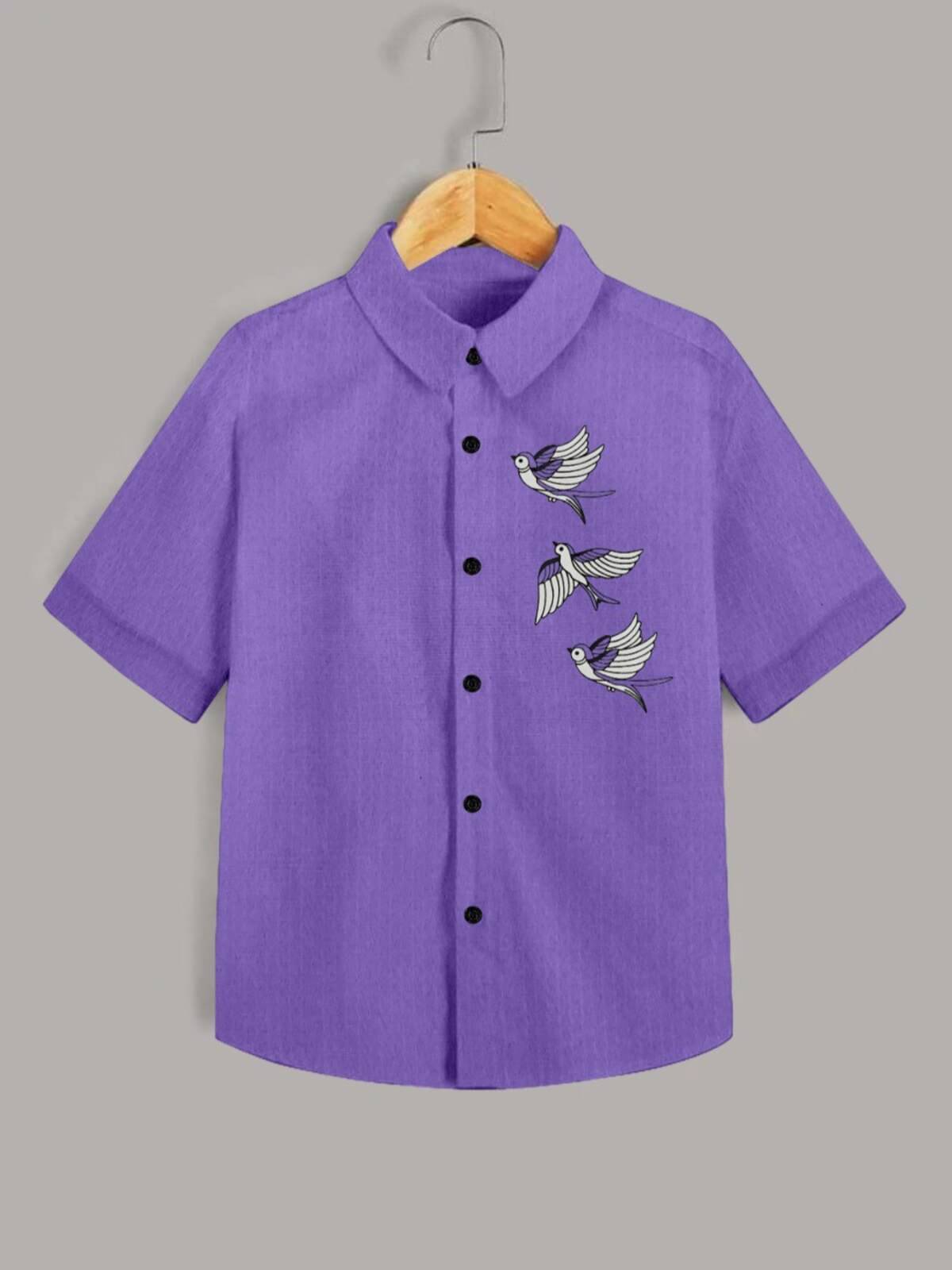     			WELCRON CREATION Pack of 1 Boys Cotton Blend Half Sleeves Shirt ( Lavender )