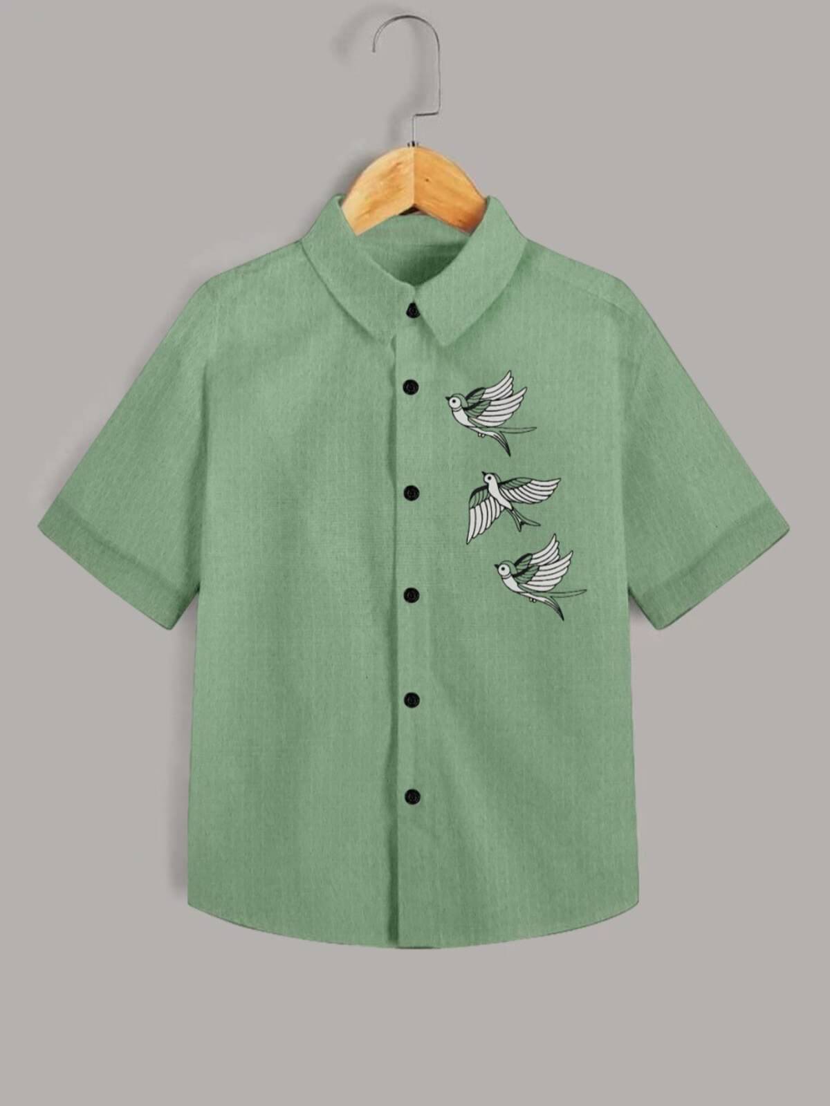     			WELCRON CREATION Pack of 1 Boys Cotton Blend Half Sleeves Shirt ( Olive Green )