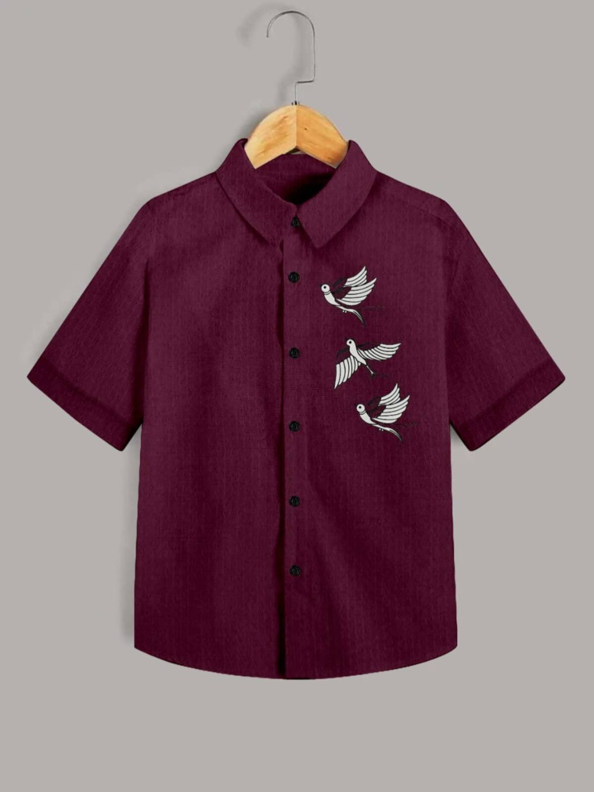 WELCRON CREATION Pack of 1 Boys Cotton Blend Half Sleeves Shirt ( Maroon ) WELCRON CREATION Pack of 1 Boys Cotton Blend Half Sleeves Shirt ( Maroon )