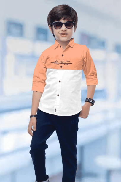     			WELCRON Pack of 1 Boys 100% Cotton Full Sleeves Shirt ( Orange )