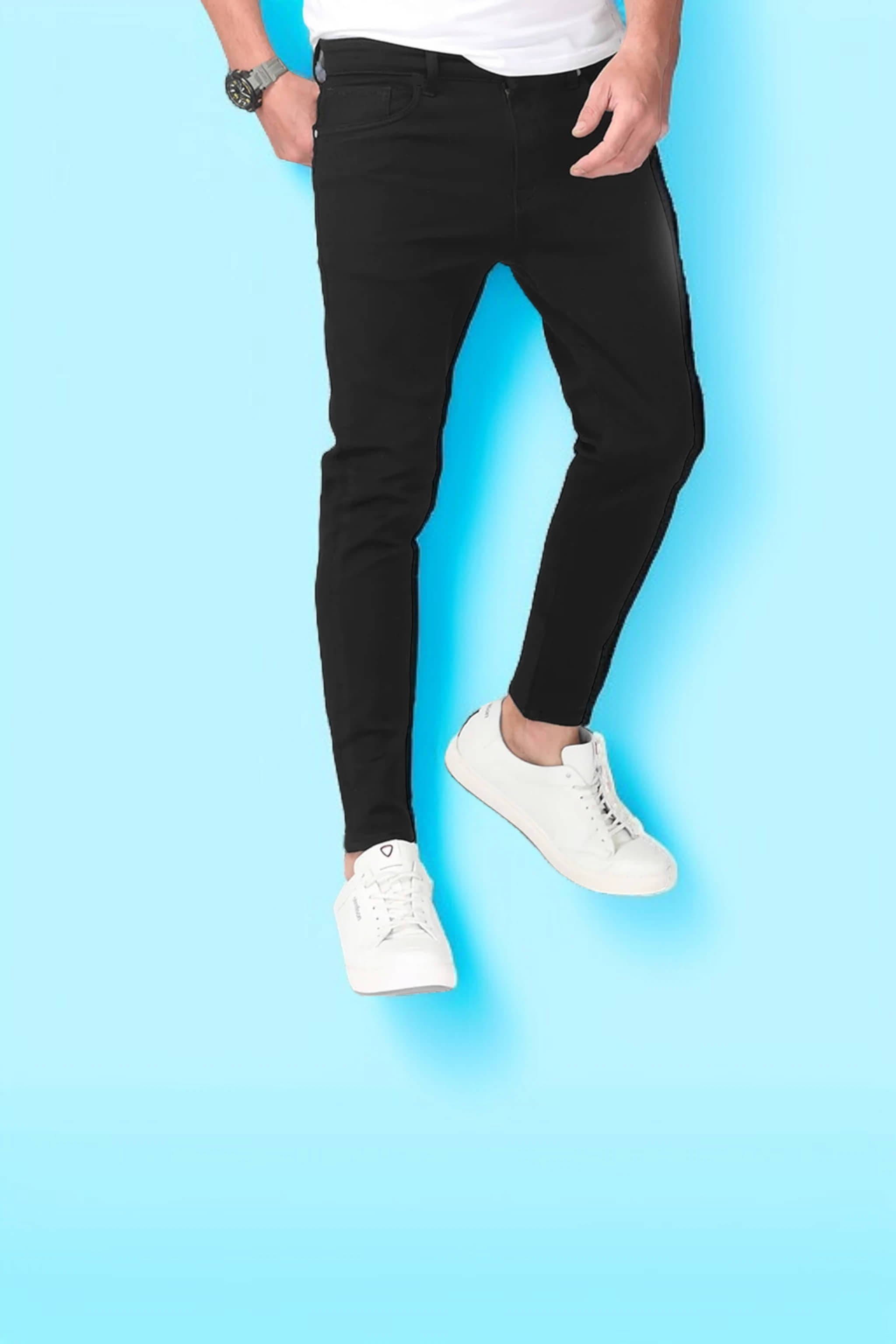 WHATON Slim Fit Solid Men's Jeans - Black ( Pack of 1 ) - Jeans | Buy online on ZillyBuy