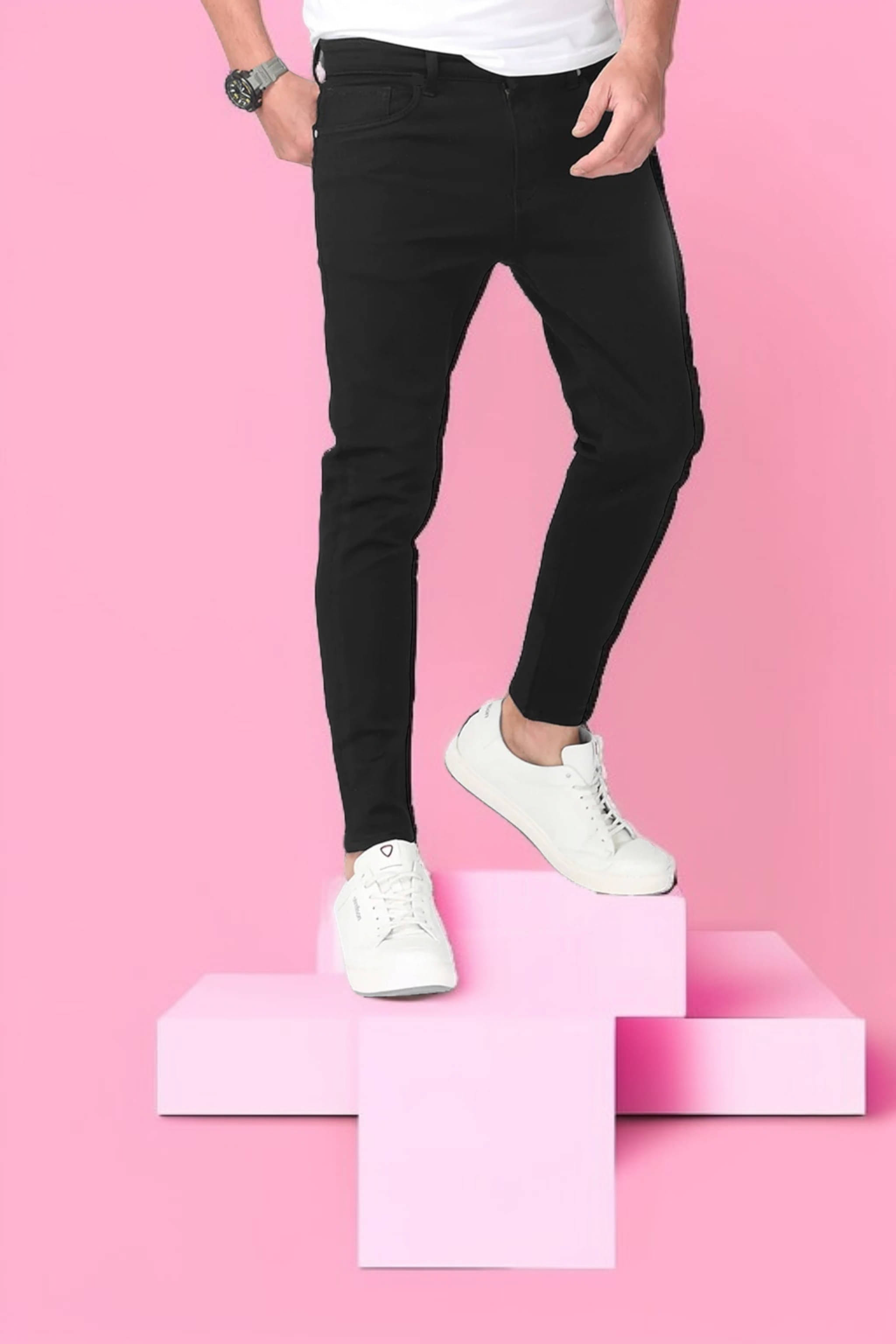WHATON Slim Fit Basic Men's Jeans - Black ( Pack of 1 ) WHATON Slim Fit Basic Men's Jeans - Black ( Pack of 1 )