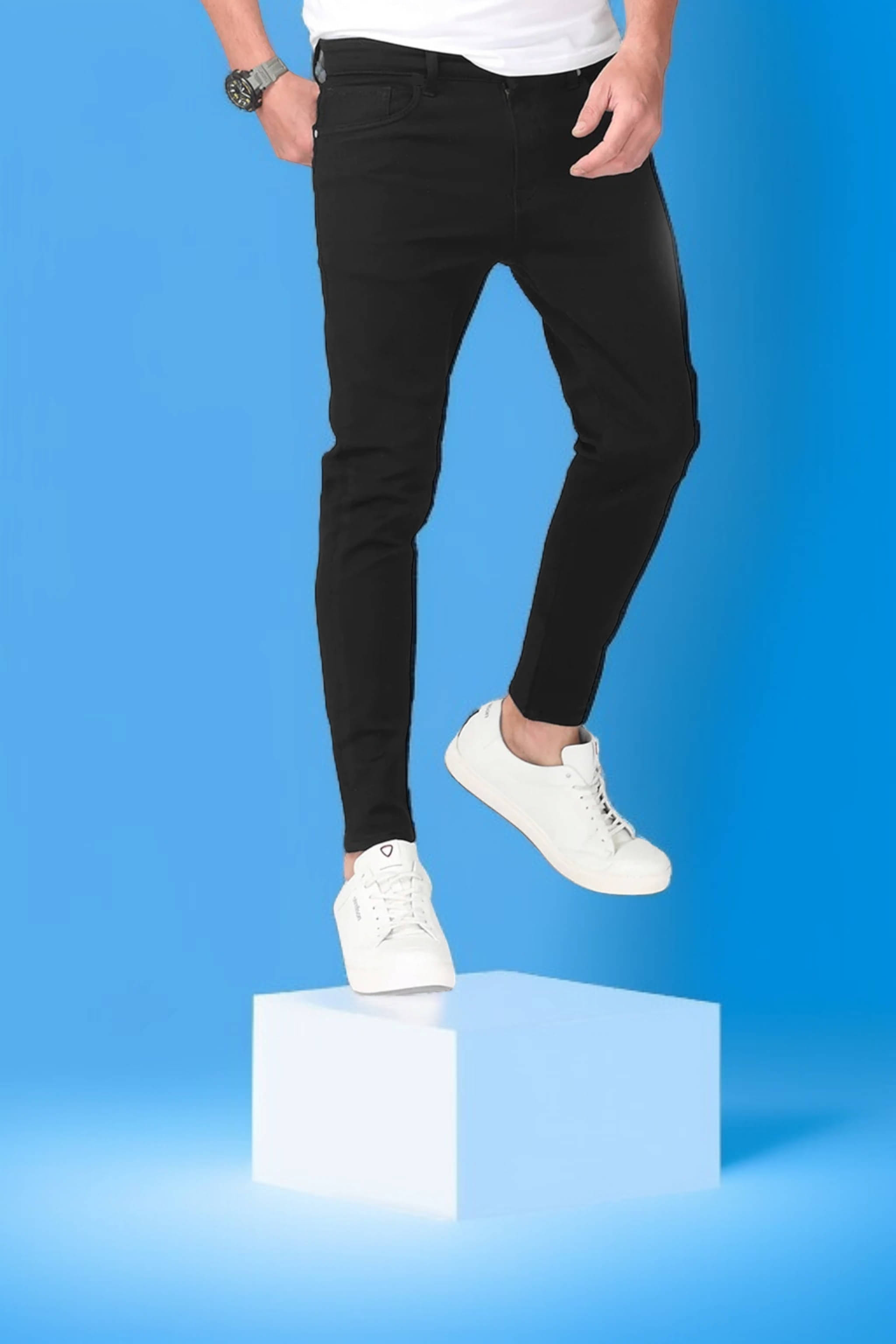     			WHATON Slim Fit Basic Men's Jeans - Black ( Pack of 1 )