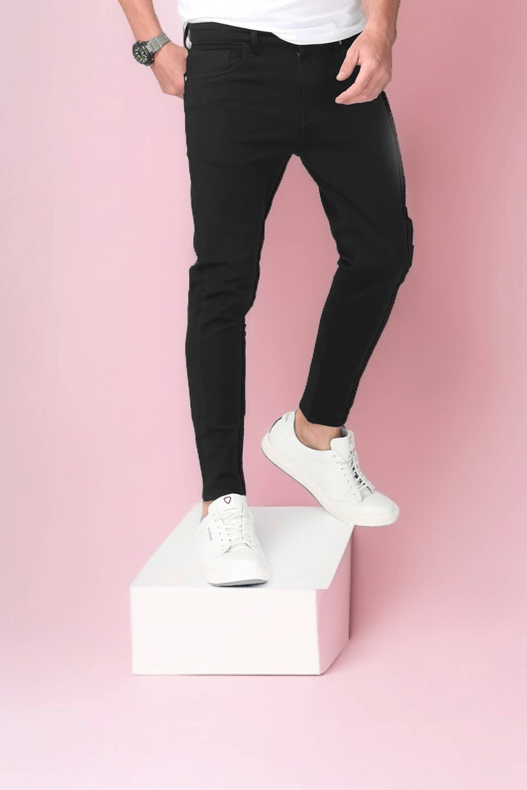 WHATON Slim Fit Basic Men's Jeans - Black ( Pack of 1 ) WHATON Slim Fit Basic Men's Jeans - Black ( Pack of 1 )
