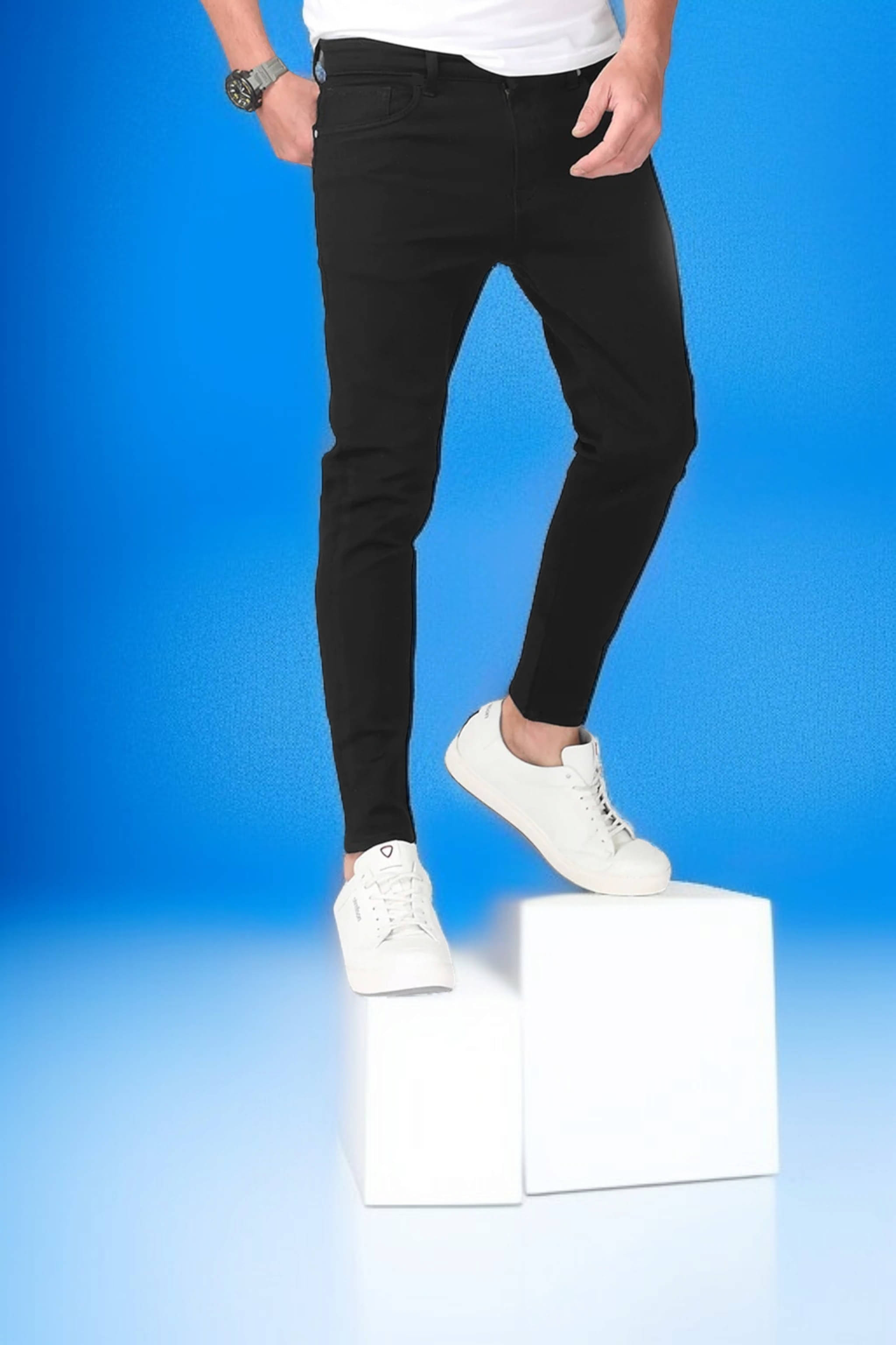     			WHATON Slim Fit Basic Men's Jeans - Black ( Pack of 1 )