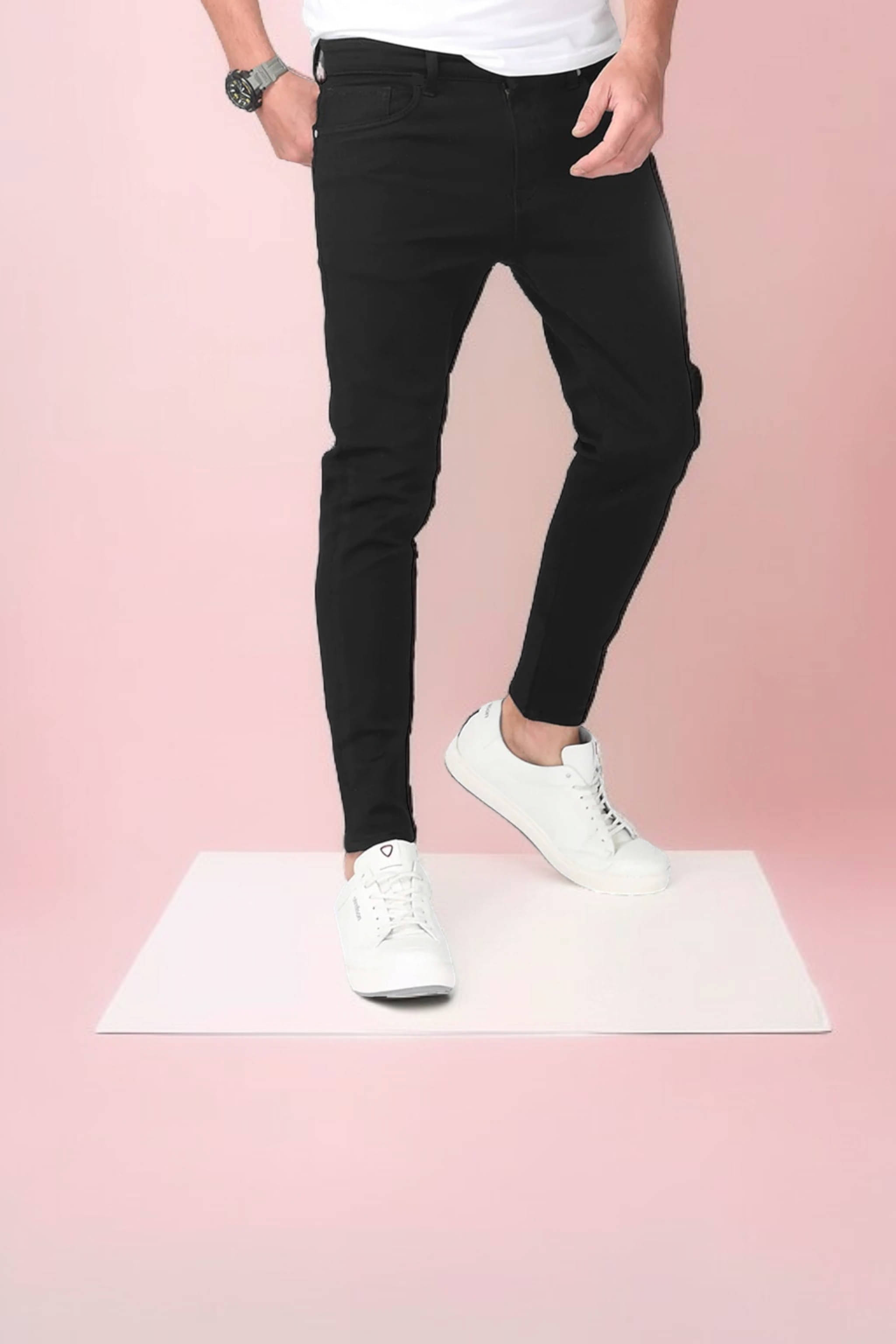     			WHATON Slim Fit Basic Men's Jeans - Black ( Pack of 1 )