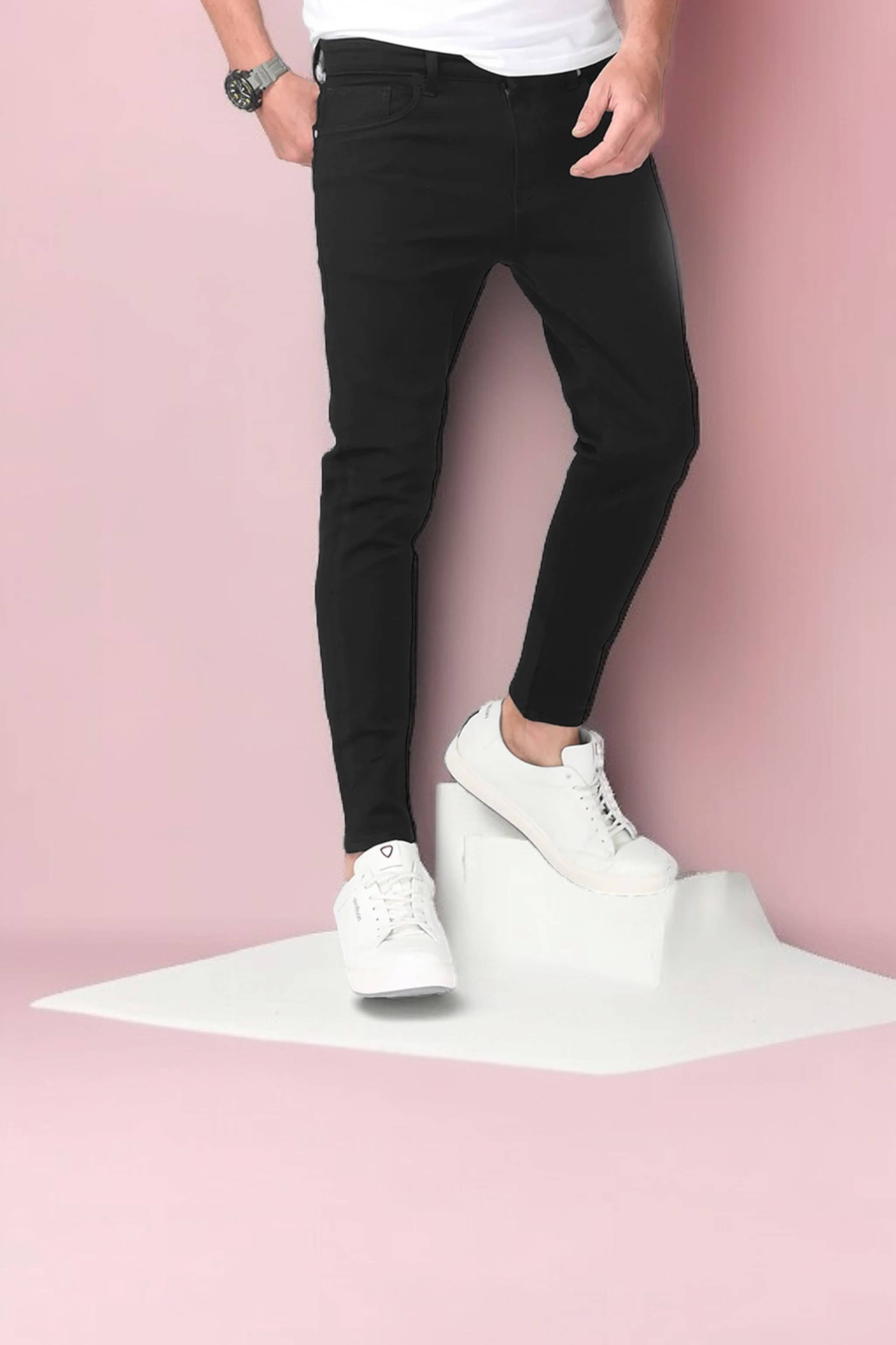     			WHATON Slim Fit Basic Men's Jeans - Black ( Pack of 1 )