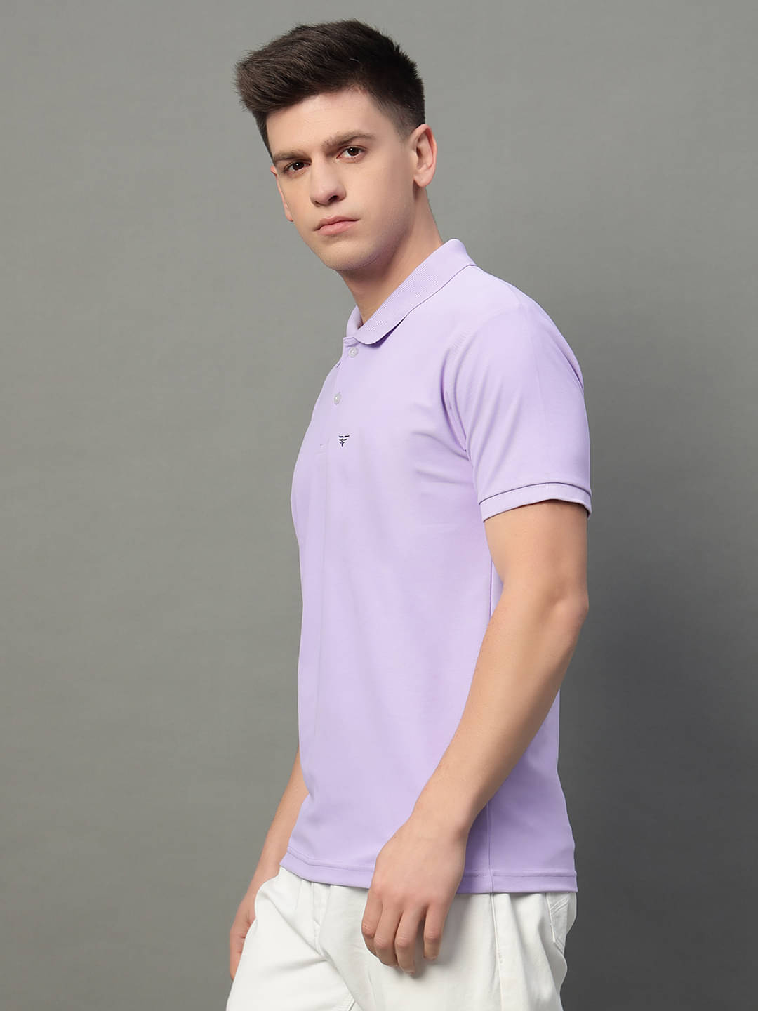 XYRIS Men Cotton Blend Regular Fit Solid Polo T Shirt ( Lavender ) XYRIS Men Cotton Blend Regular Fit Solid Polo T Shirt ( Lavender )