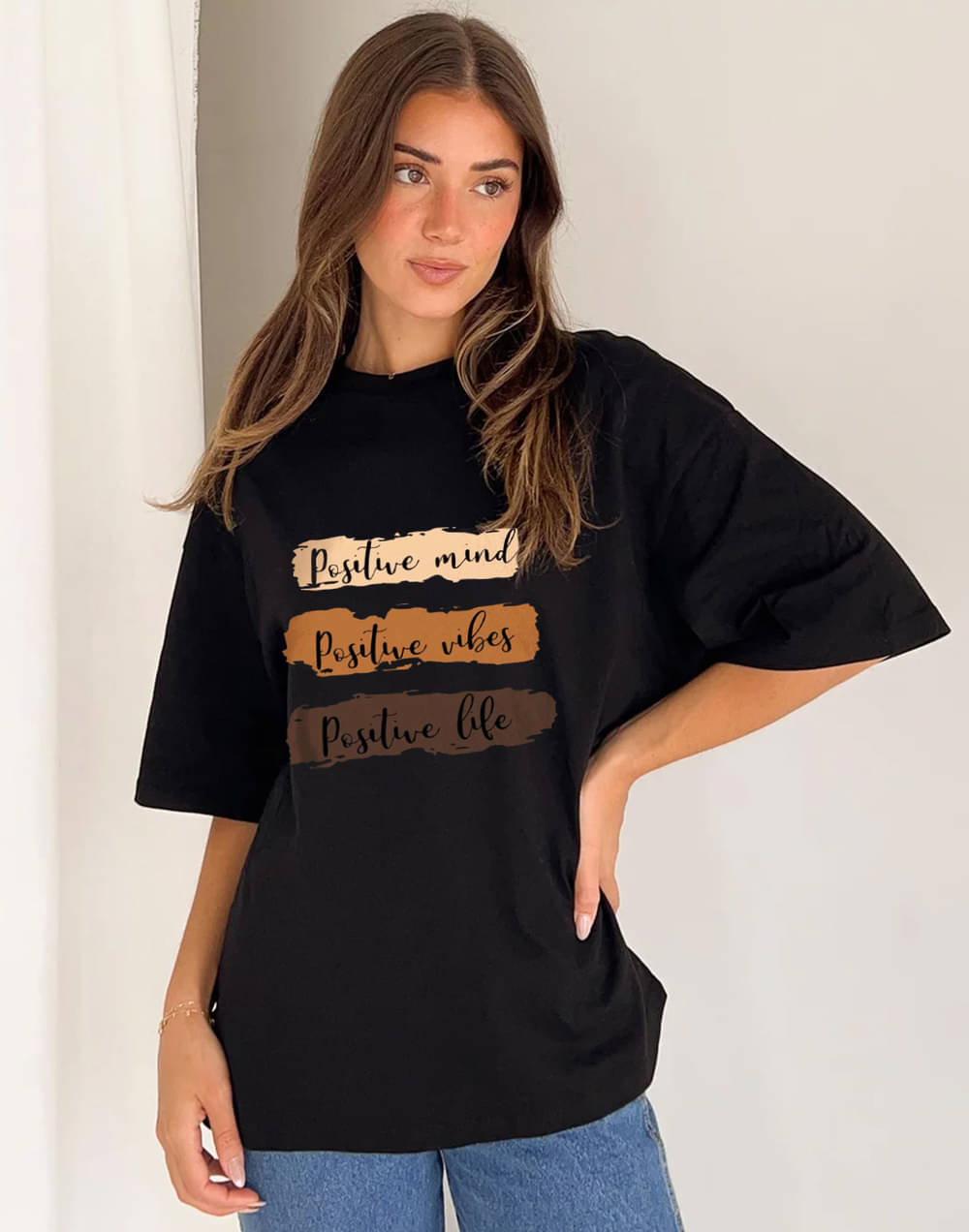 clafoutis Women Cotton Printed Oversized Round Neck T-Shirt ( Black ) clafoutis Women Cotton Printed Oversized Round Neck T-Shirt ( Black )