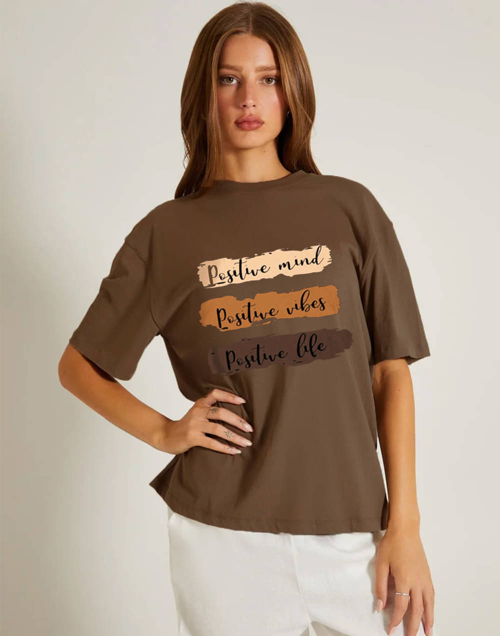 clafoutis Women Cotton Printed Oversized Round Neck T-Shirt ( Brown ) clafoutis Women Cotton Printed Oversized Round Neck T-Shirt ( Brown )