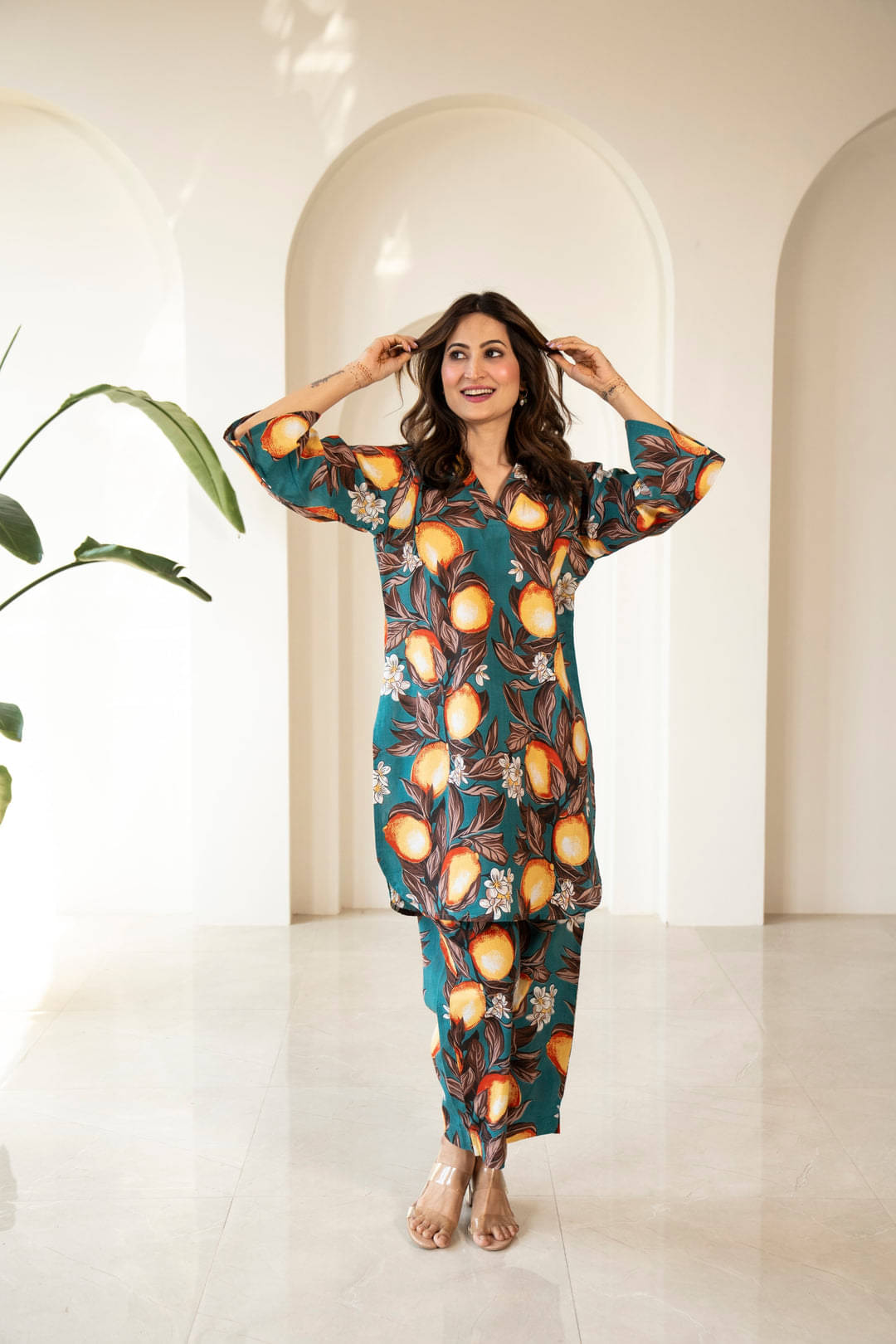 vesta exports Women Printed Tunic With Trousers Co-Ord Set ( Mint Green ) vesta exports Women Printed Tunic With Trousers Co-Ord Set ( Mint Green )