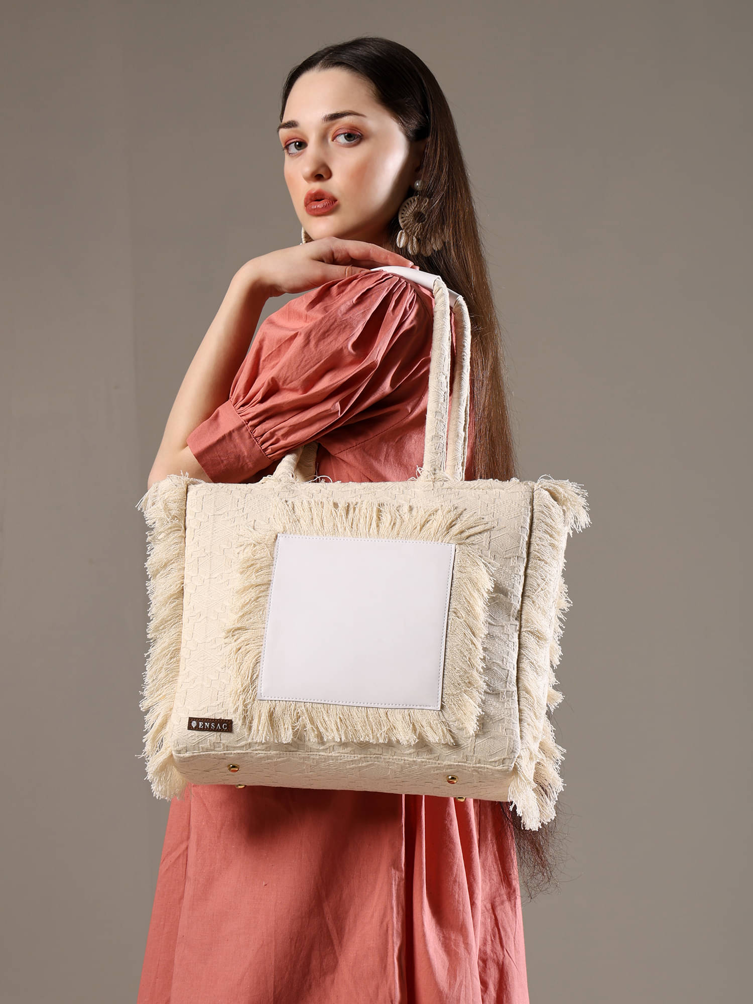    			ENSAC Tote Bag Cotton Set of 1 ( Off White )