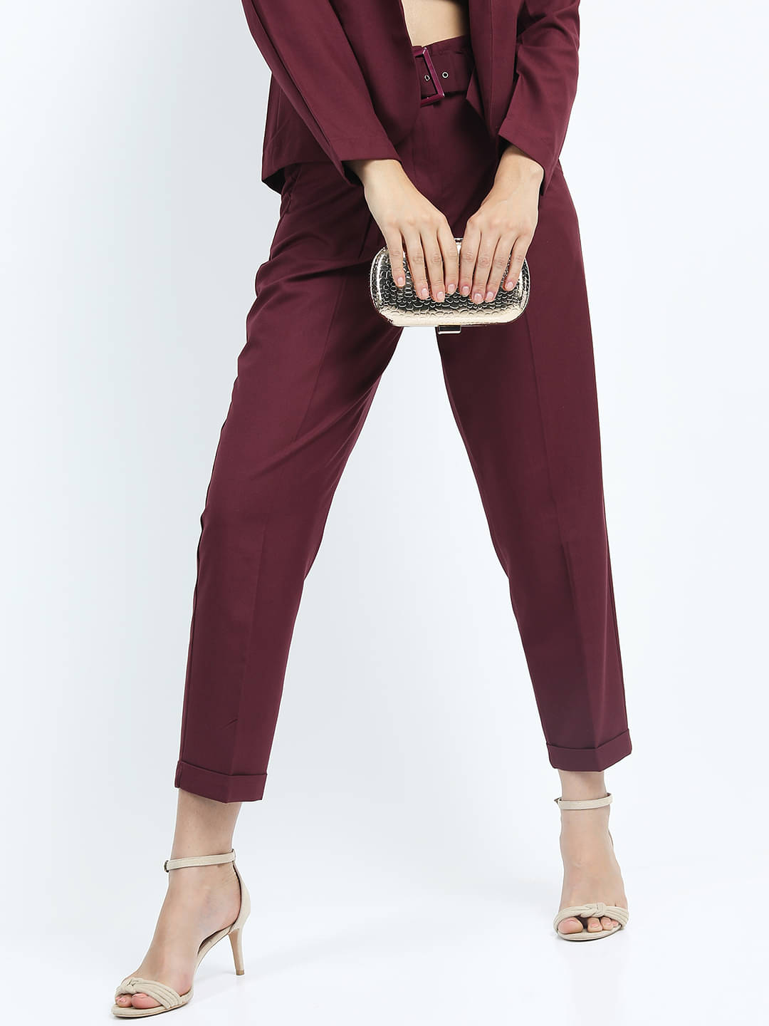     			Tokyo Talkies Pack of 1 Polyester Tapered Women's Casual Pants ( Burgundy )