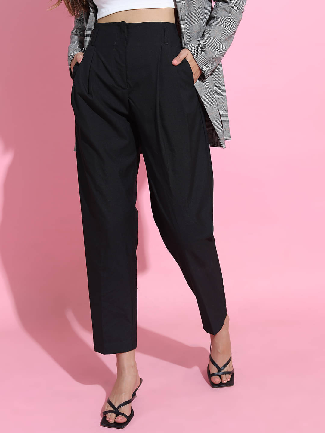     			Tokyo Talkies Pack of 1 Polyester Regular Women's Casual Pants ( Black )
