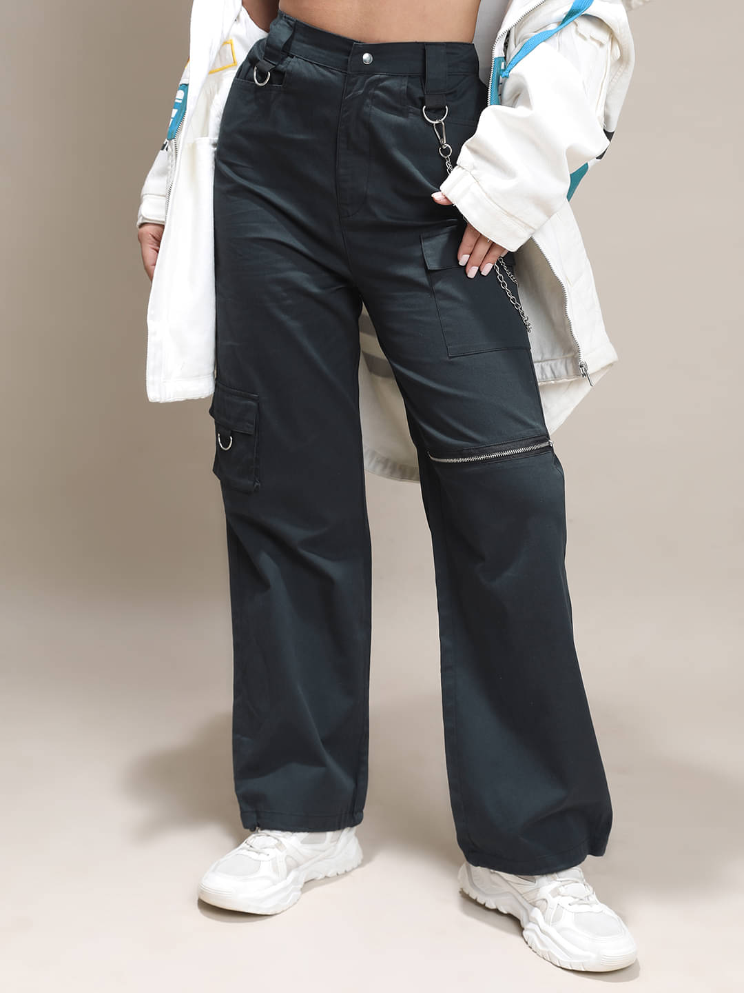     			Tokyo Talkies Pack of 1 Polyester Regular Women's Casual Pants ( Black )