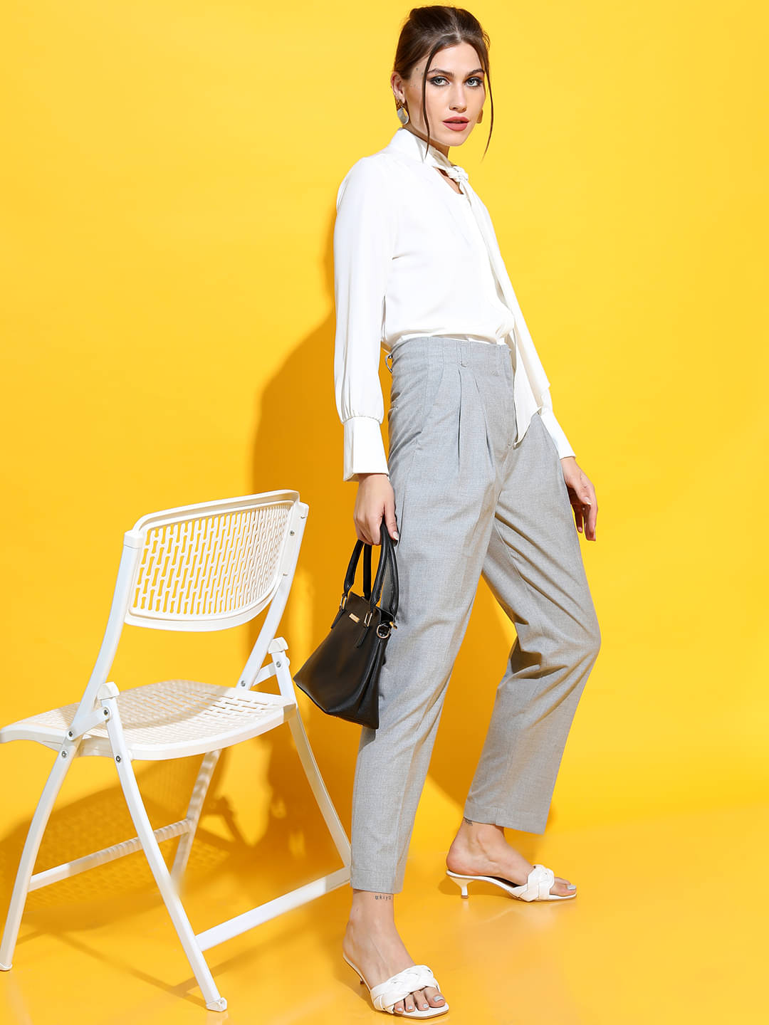    			Tokyo Talkies Pack of 1 Polyester Regular Women's Casual Pants ( Grey )