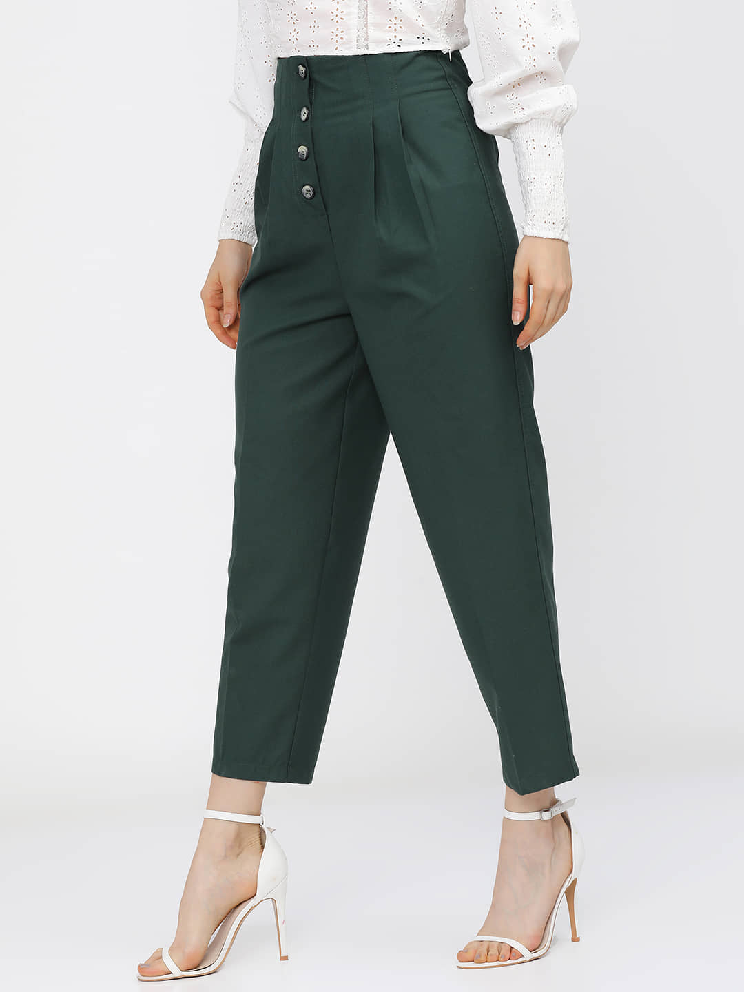 Tokyo Talkies Pack of 1 Polyester Regular Women's Casual Pants ( Green ) - Trousers | Buy online on ZillyBuy