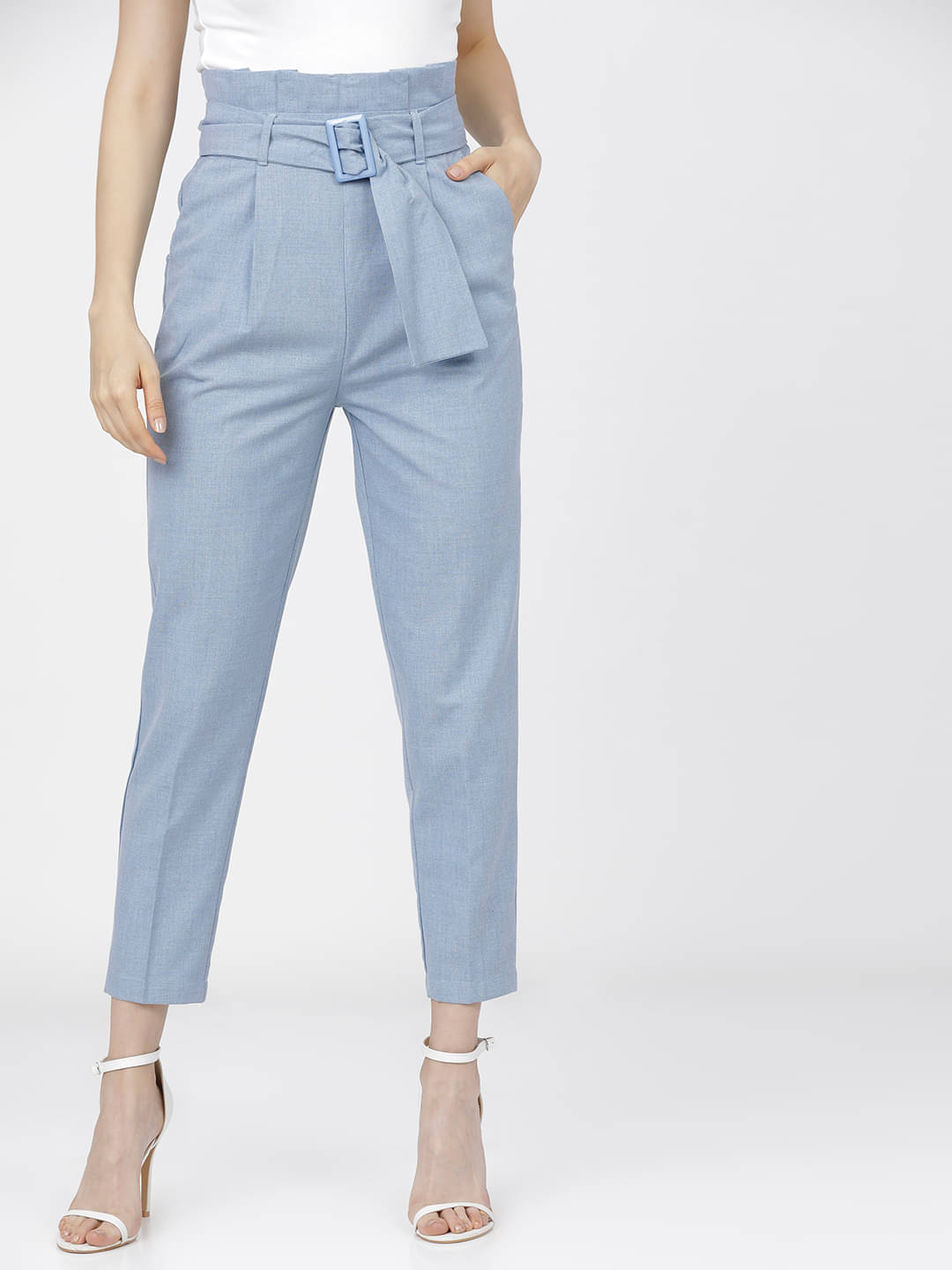     			Tokyo Talkies Pack of 1 Polyester Tapered Women's Casual Pants ( Blue )