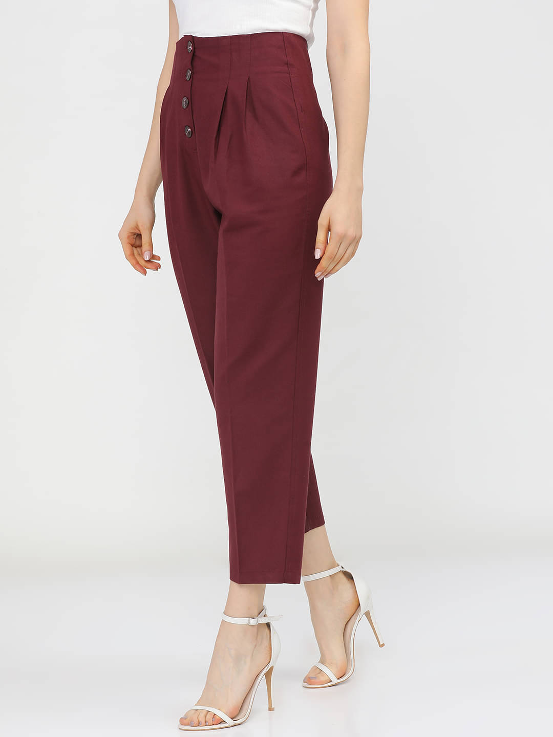     			Tokyo Talkies Pack of 1 Polyester Regular Women's Casual Pants ( Burgundy )